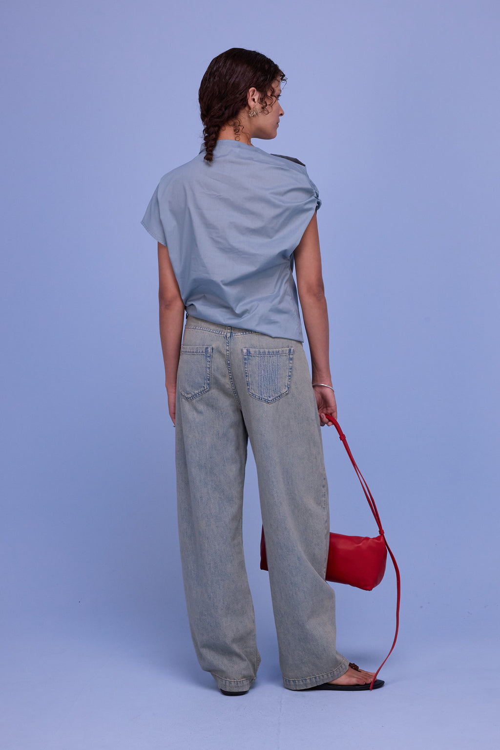 Feline top in dusk blue