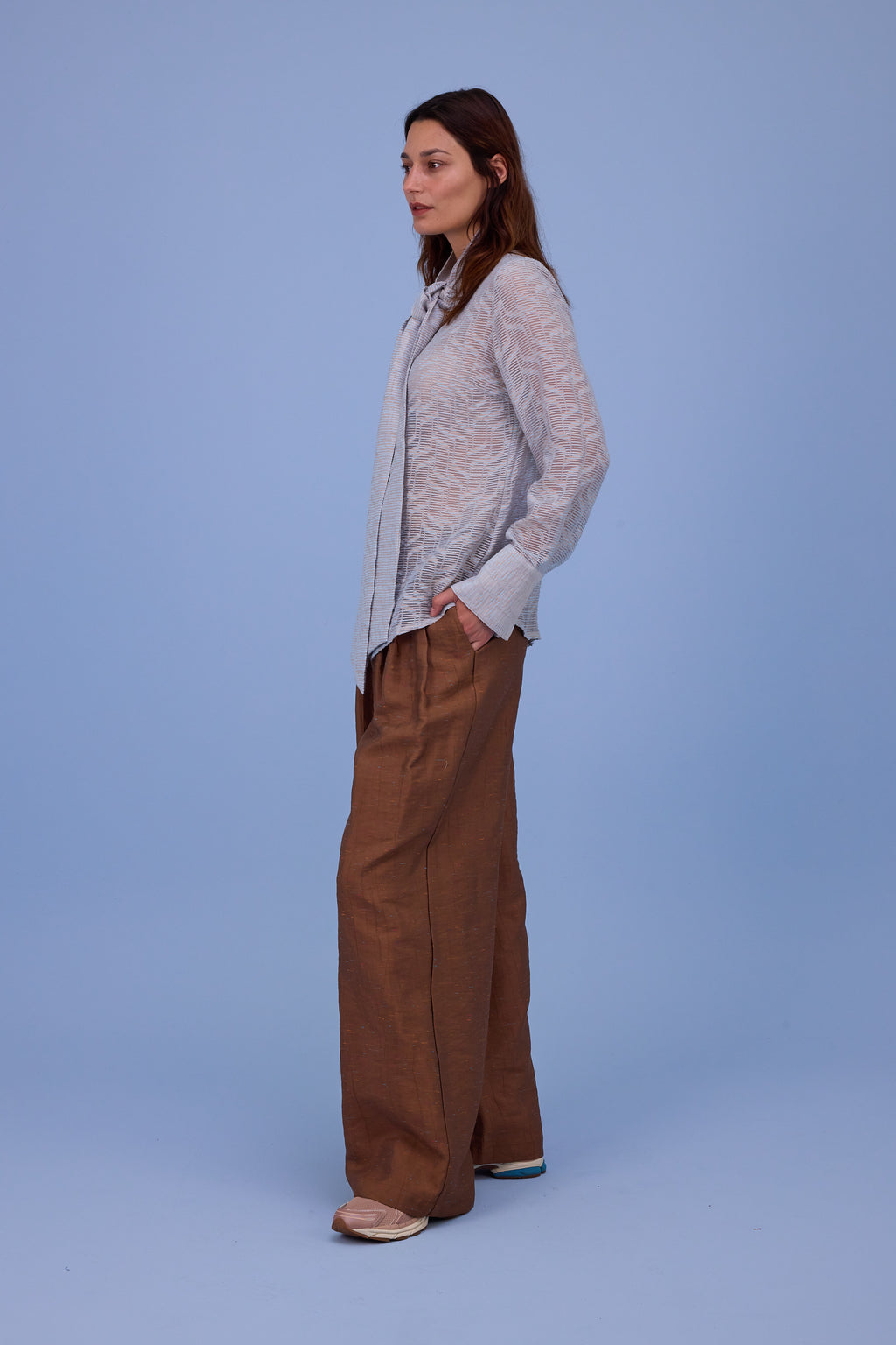 Gilou shirt in transparent sky blue stripes