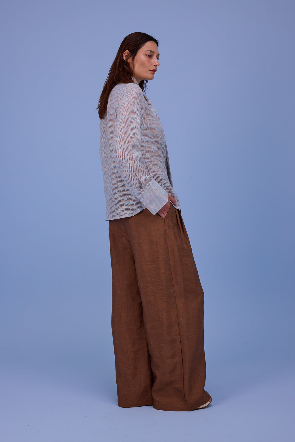 Gilou shirt in transparent sky blue stripes