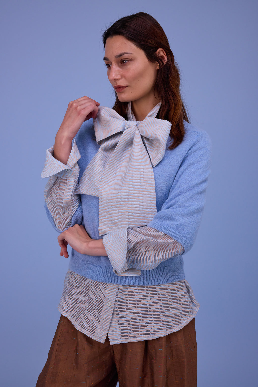 Gilou shirt in transparent sky blue stripes