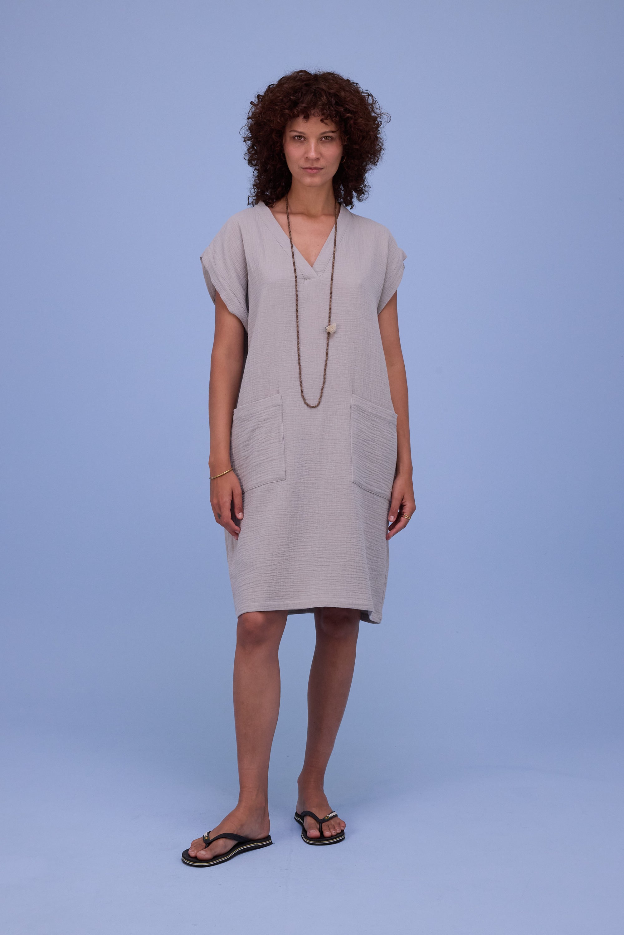 Helena dress in dove tetra