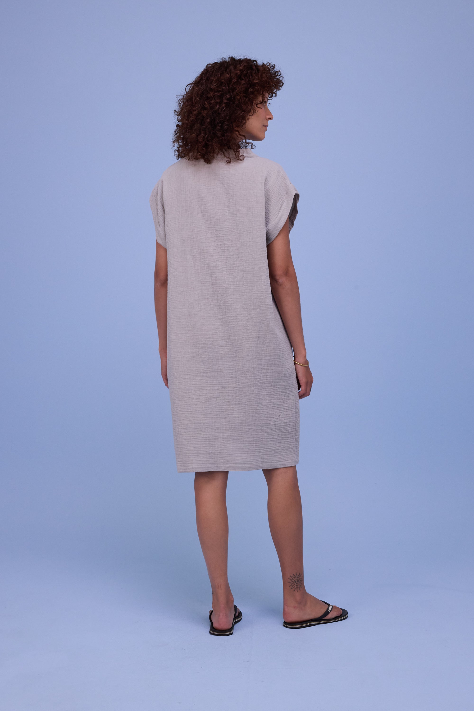 Helena dress in dove tetra