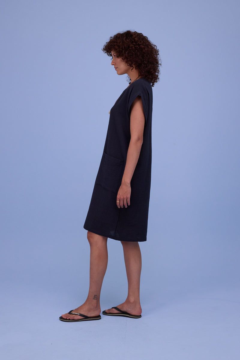 Helena jurk in off-black tetra