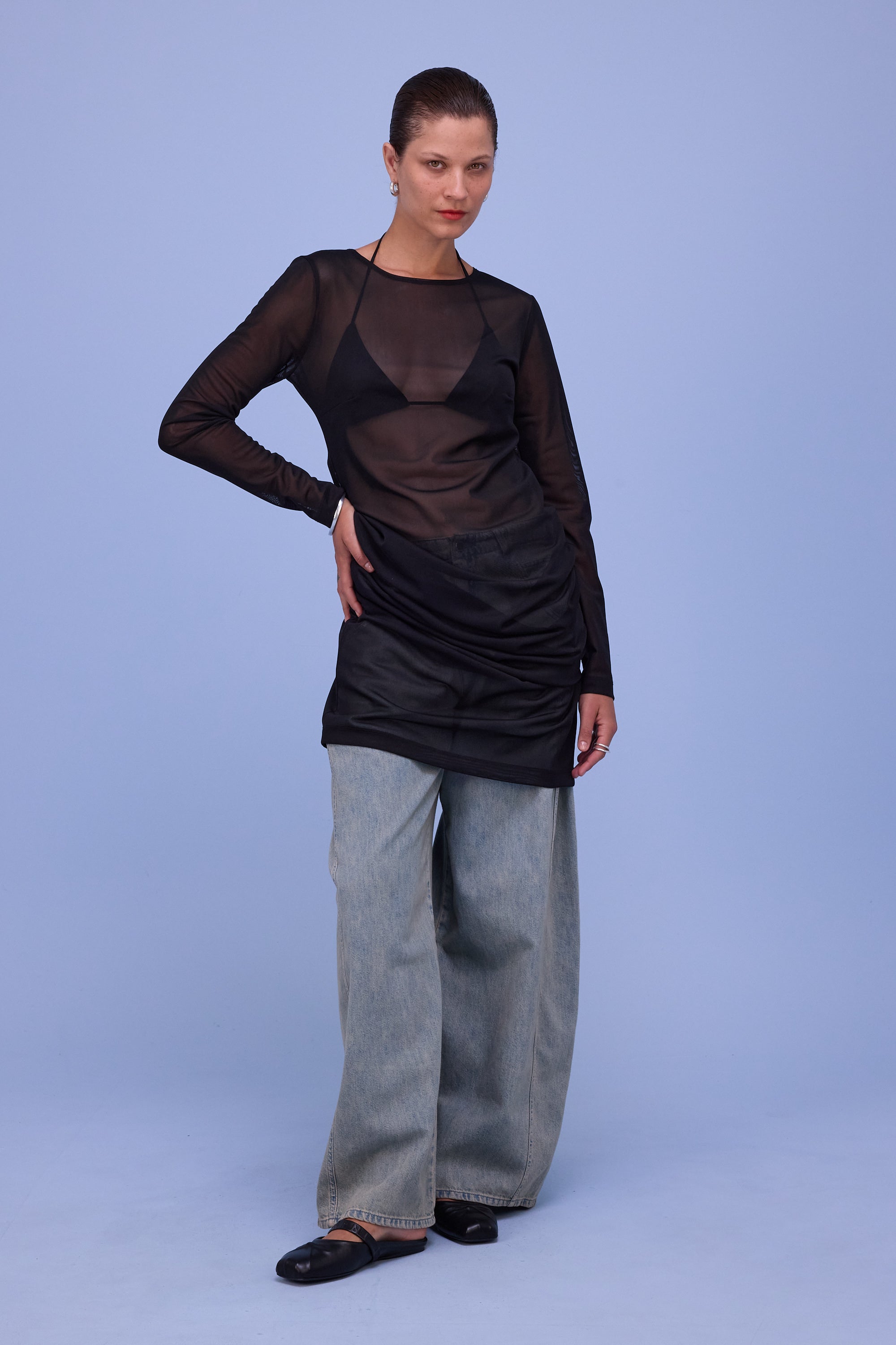 Gerlinde jurk in black mesh