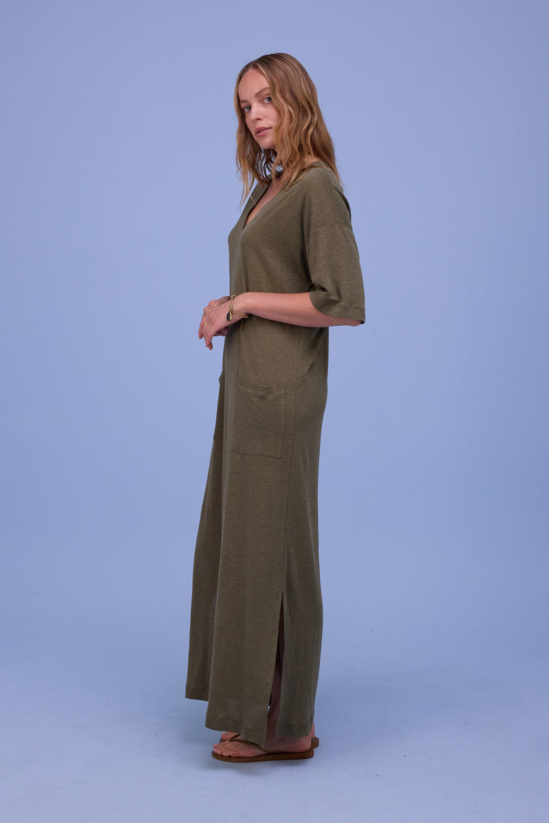 Funic dress in dark olive
