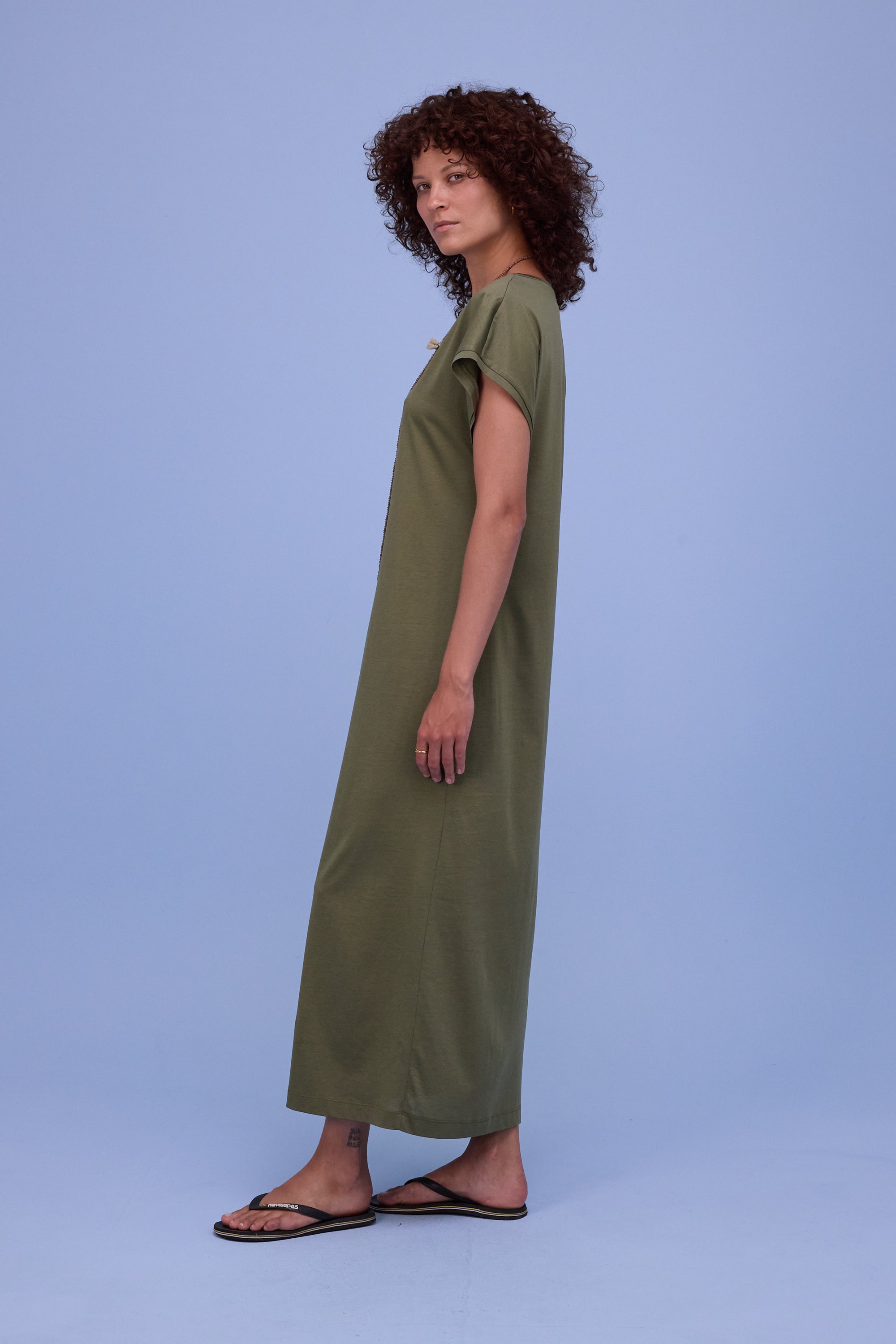 Denise dress in dark olive