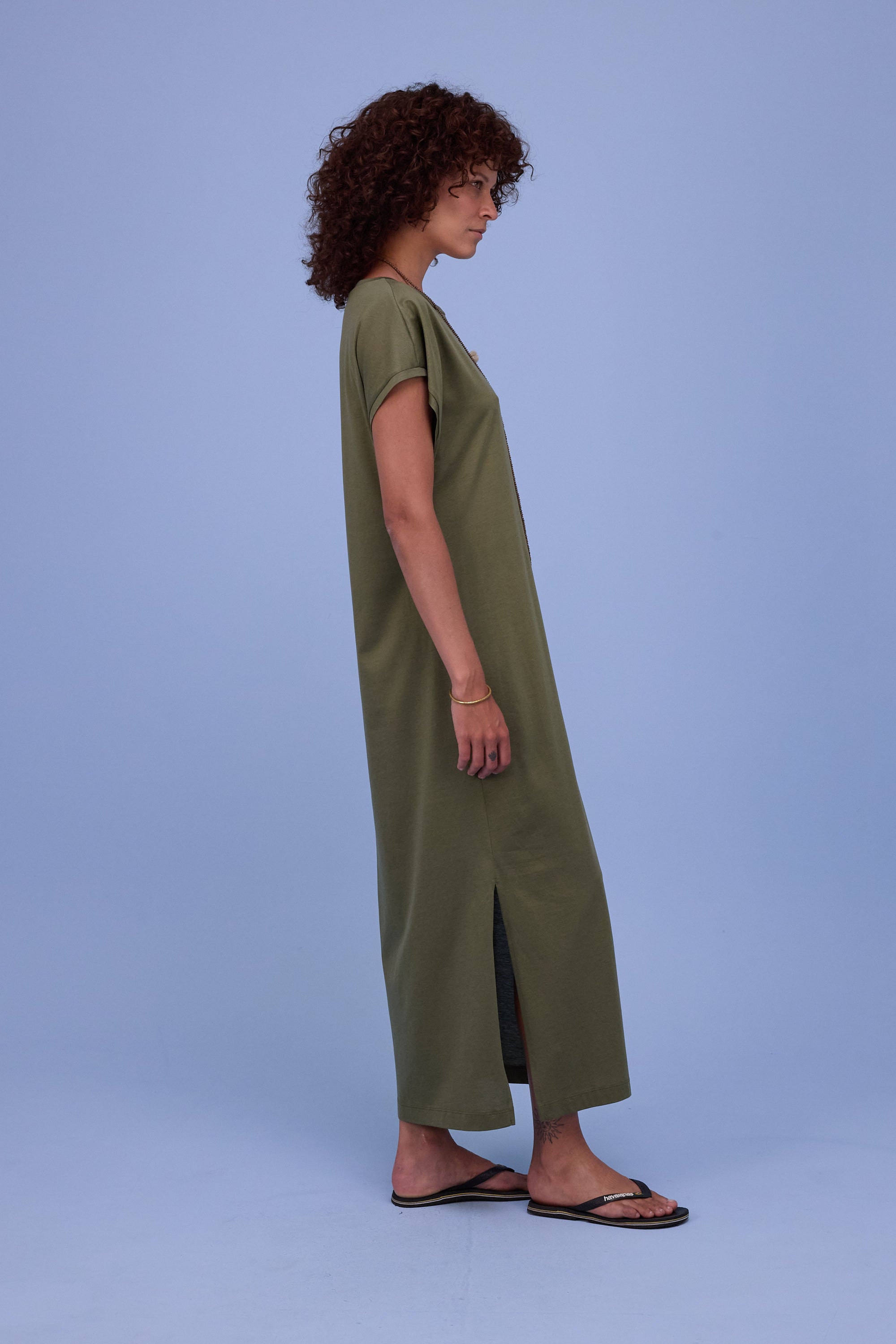 Denise dress in dark olive
