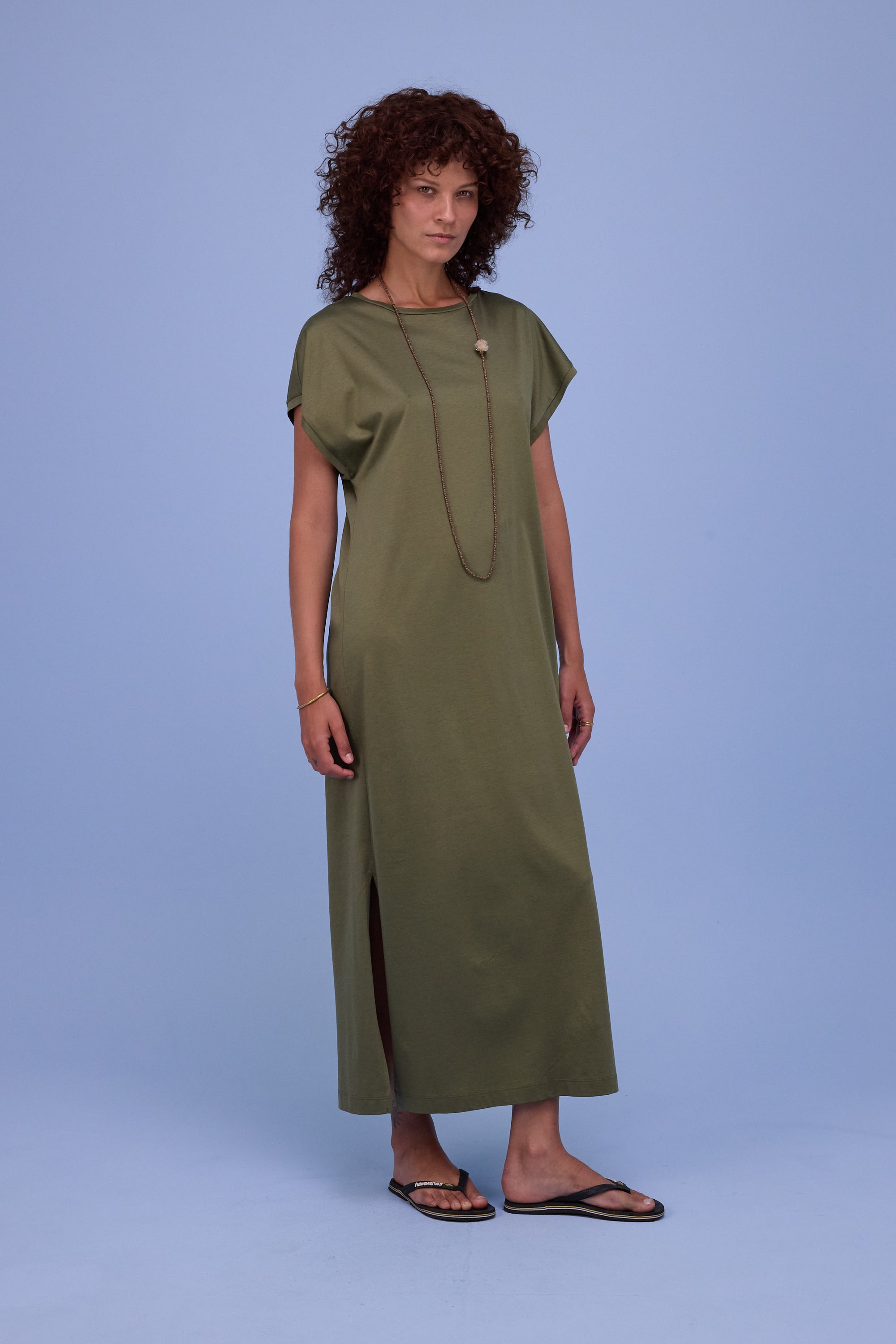 Denise dress in dark olive