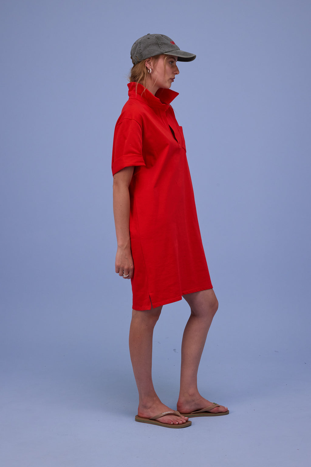 Hester polo dress in fiesta red