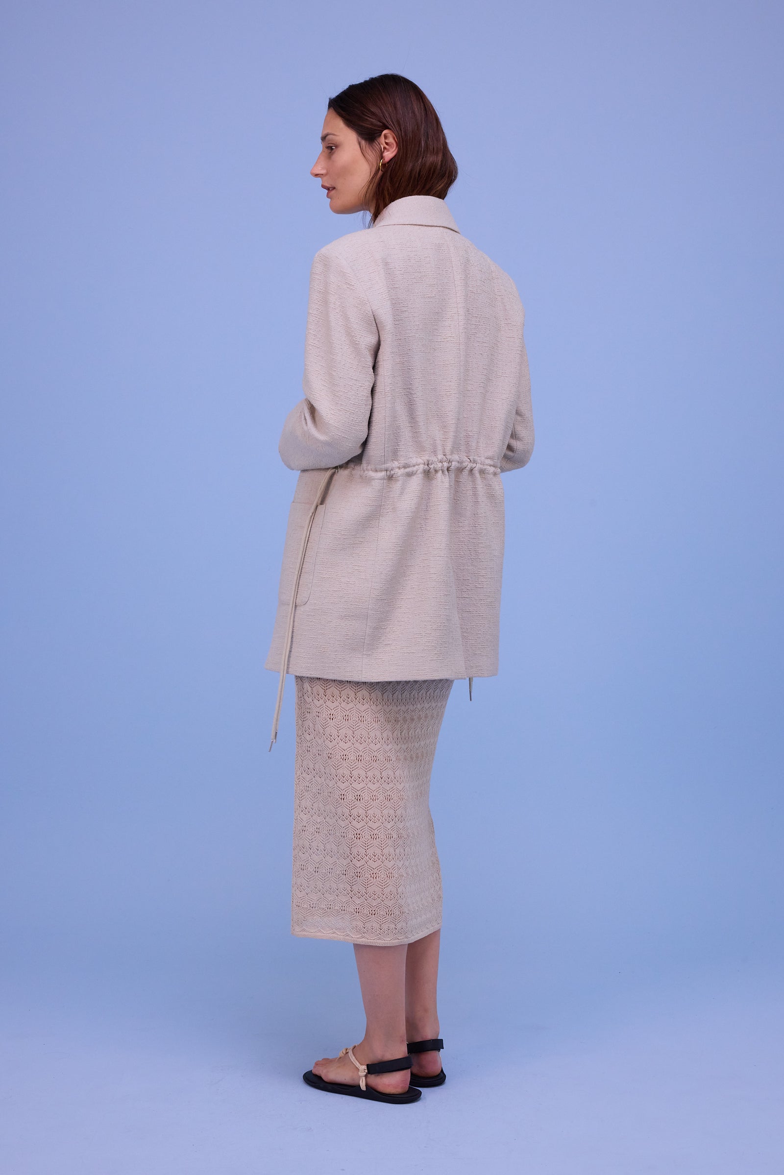 Harmon blazer in sand tweedy cotton