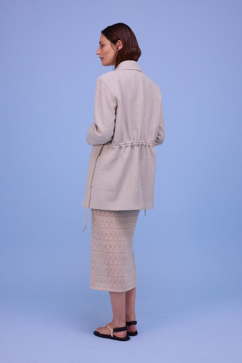Harmon blazer in sand tweedy cotton