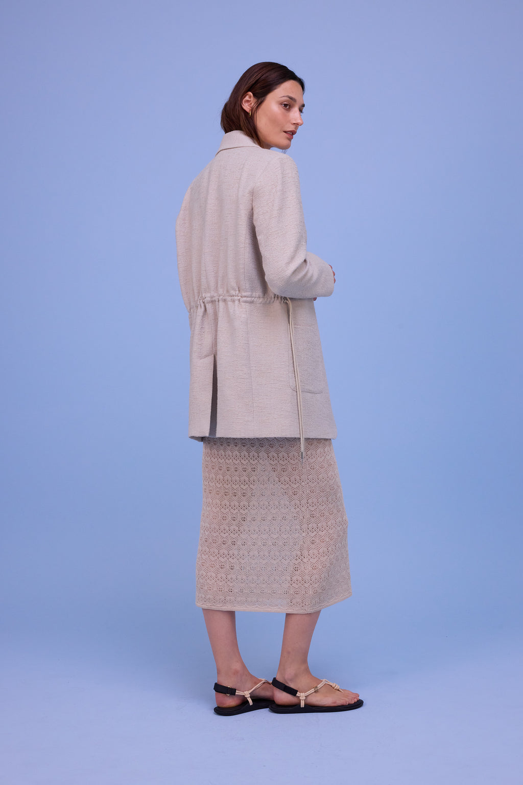 Harmon blazer in sand tweedy cotton