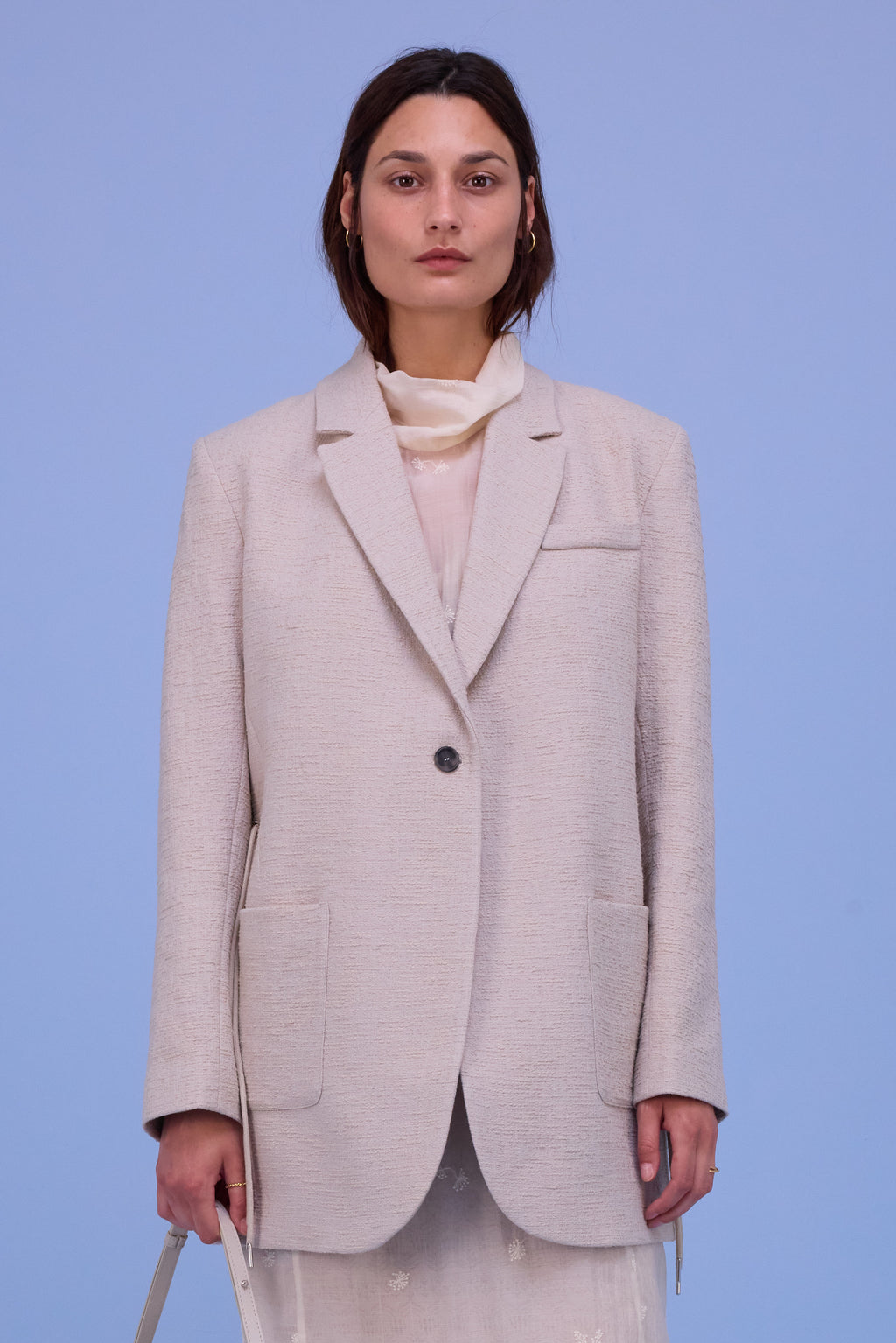 Harmon blazer in sand tweedy cotton