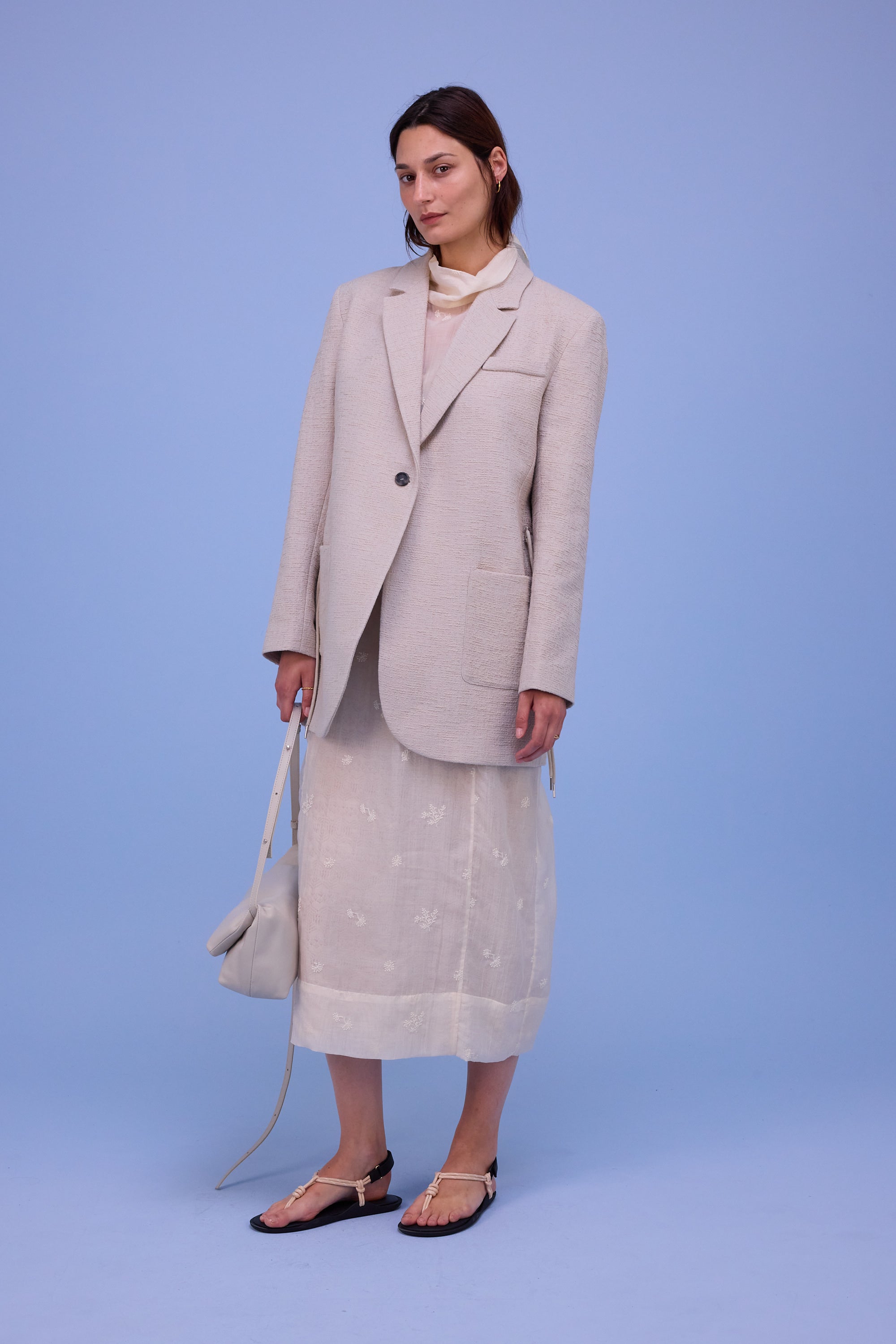 Harmon blazer in sand tweedy cotton