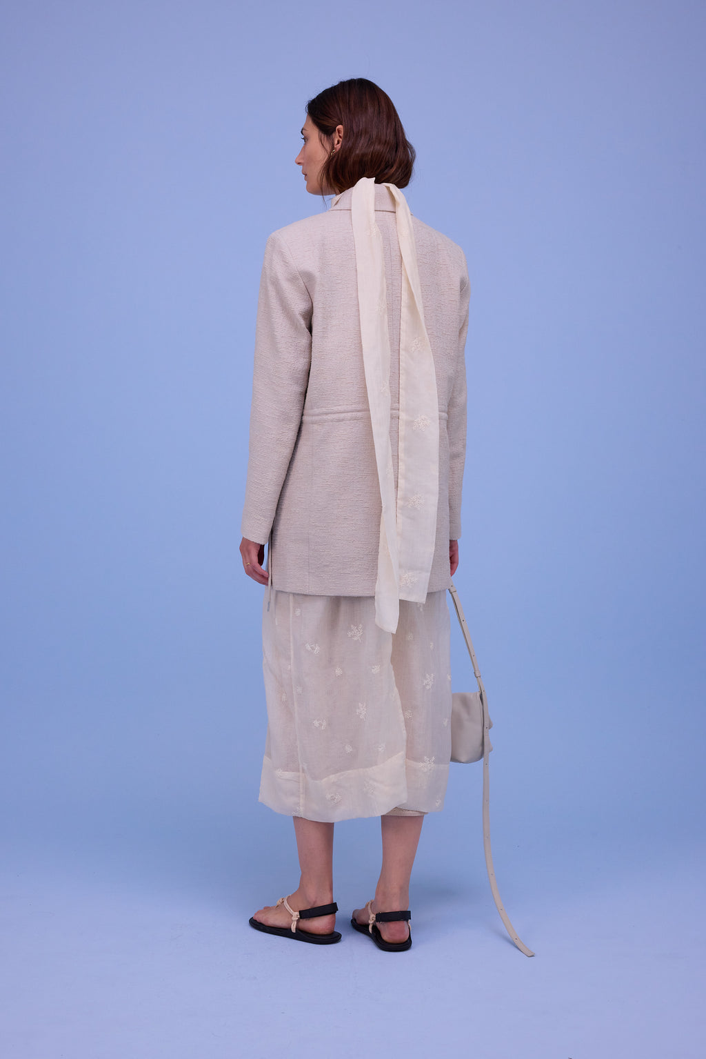 Harmon blazer in sand tweedy cotton