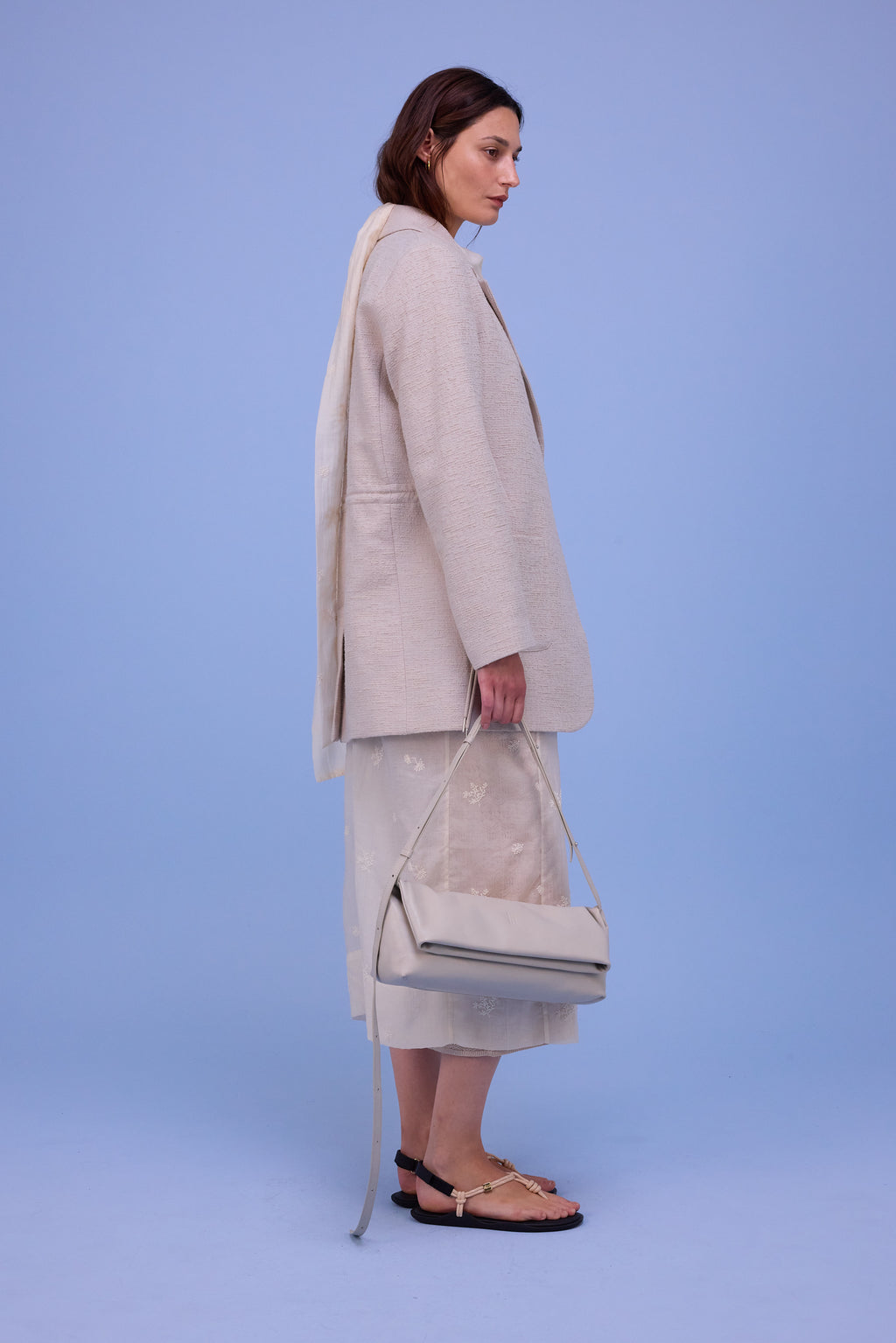 Harmon blazer in sand tweedy cotton