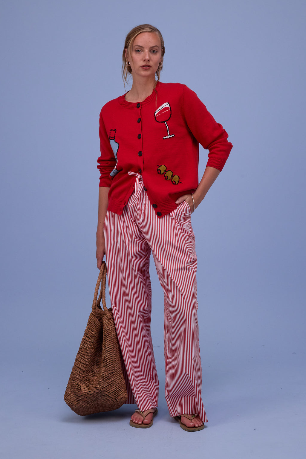 Hyeres cardigan in coral red