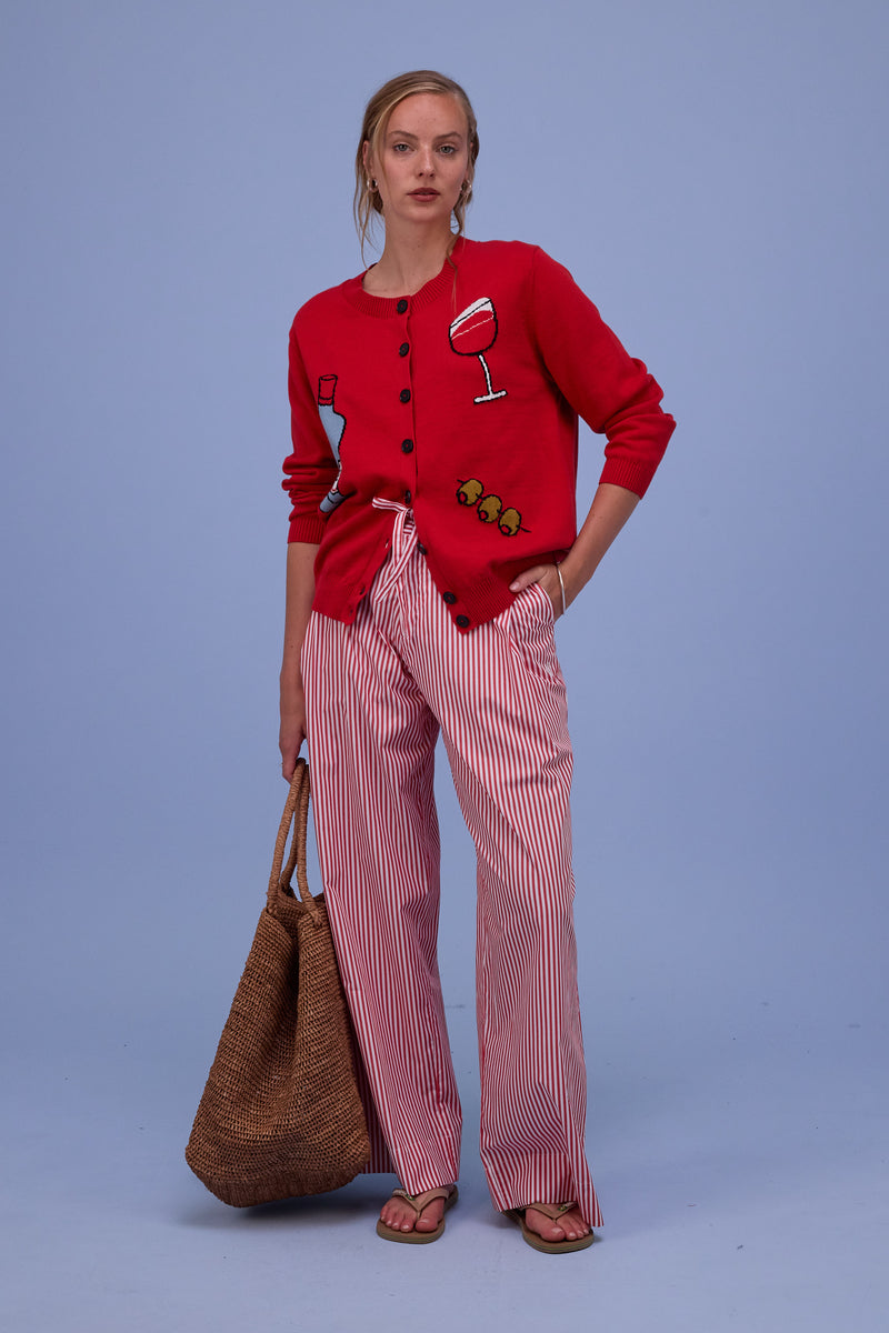Hyeres cardigan in coral red