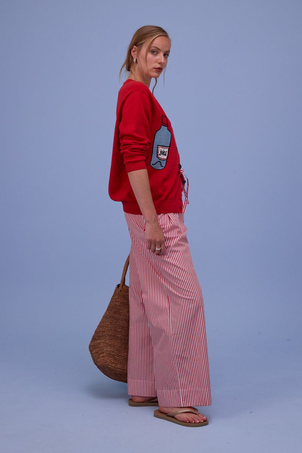 Hyeres cardigan in coral red