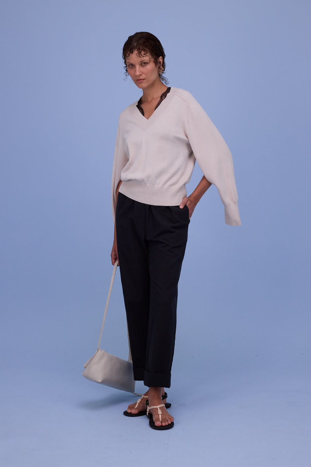 Hobart knitted sweater in almond