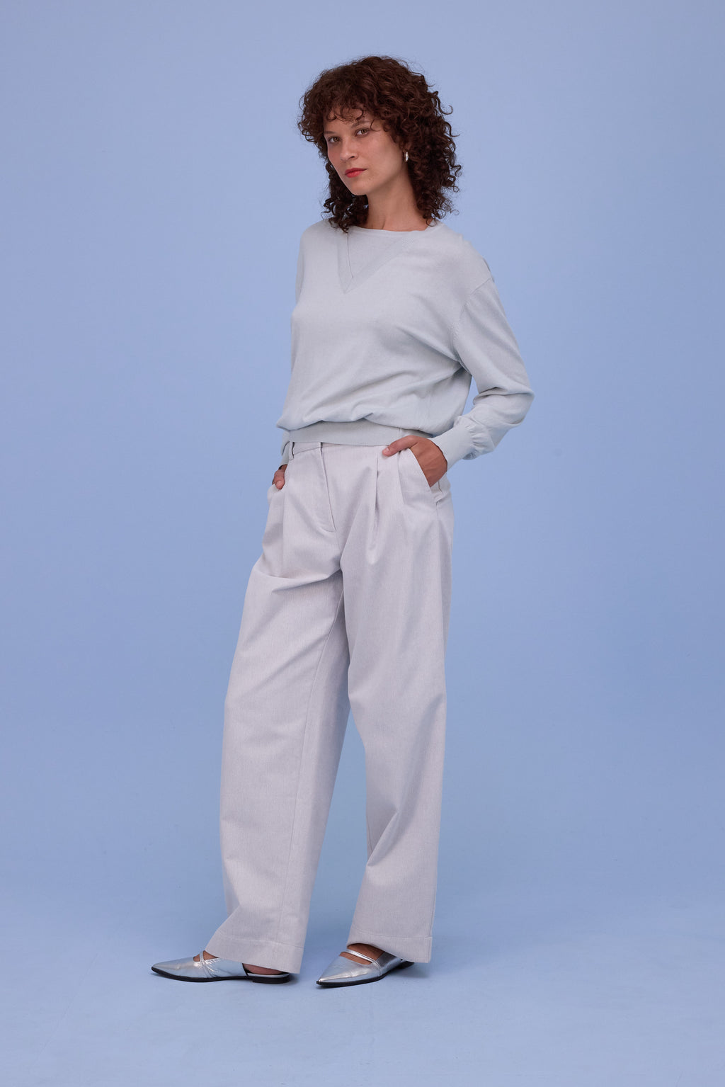 Hollywood knitted jumper in springwater