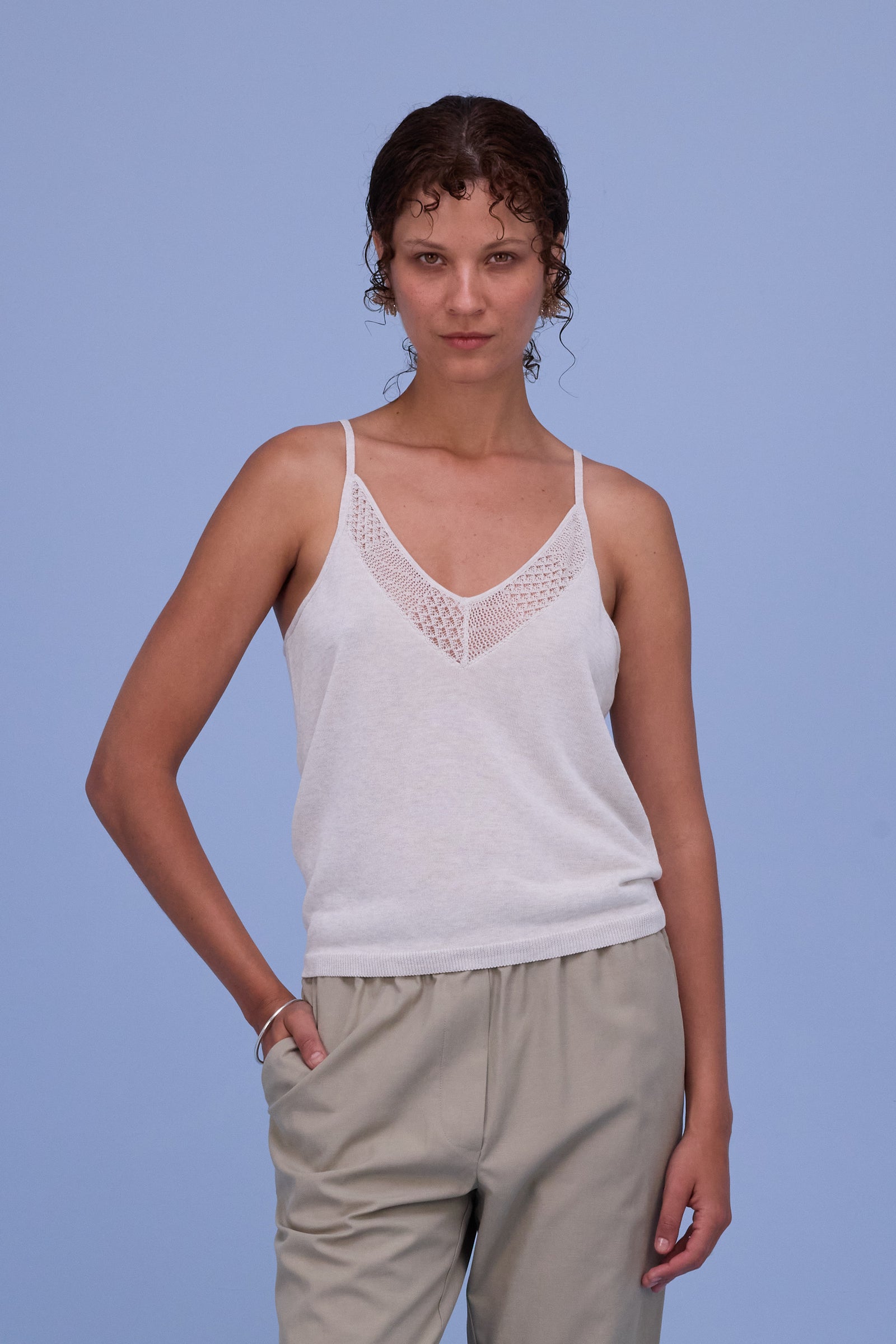 Honolulu top in white chiné