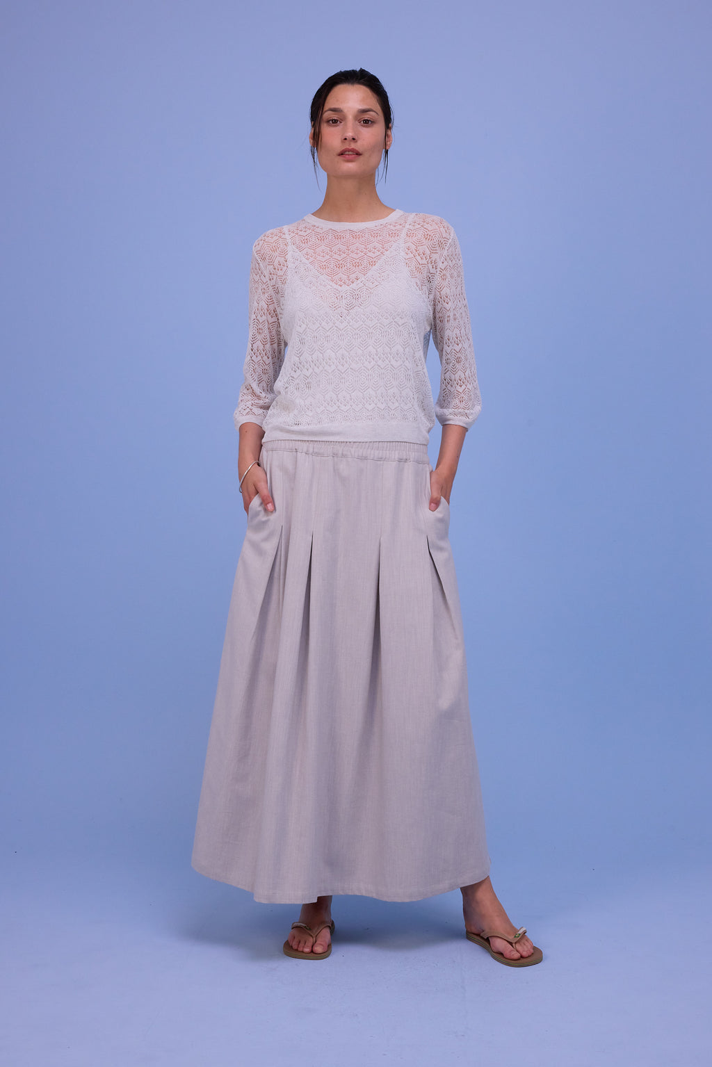 Honolulu top in white chiné