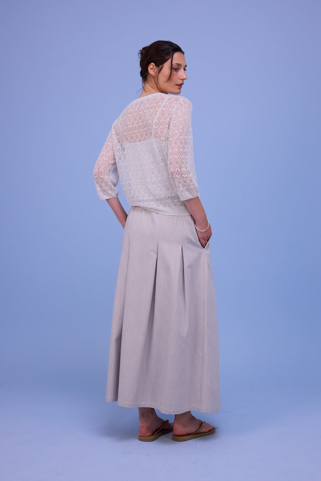 Honolulu top in white chiné