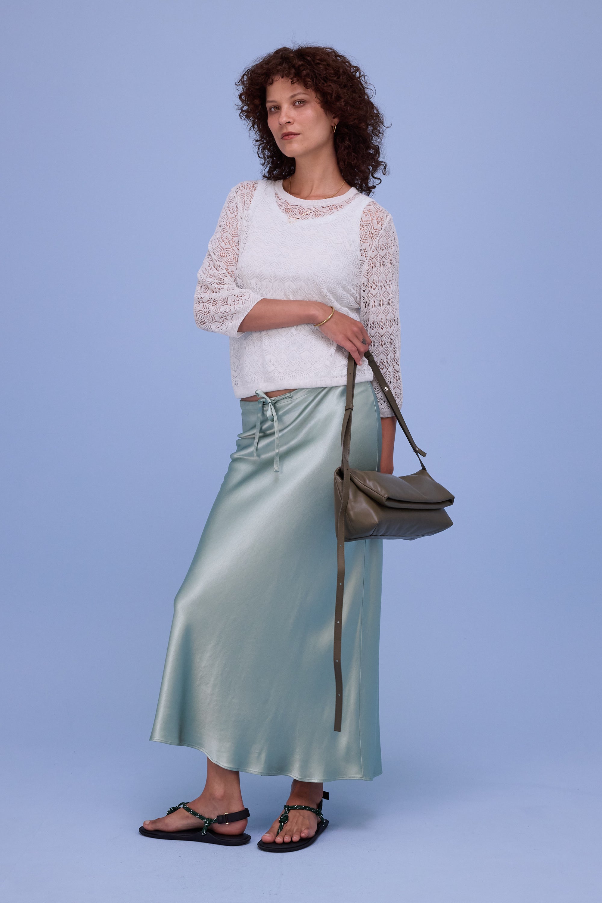 Hekinan lace jumper in white chiné