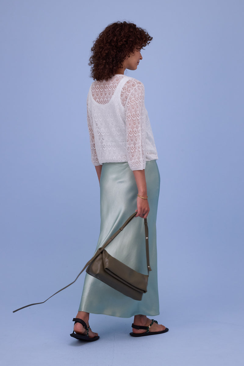 Hekinan lace jumper in white chiné