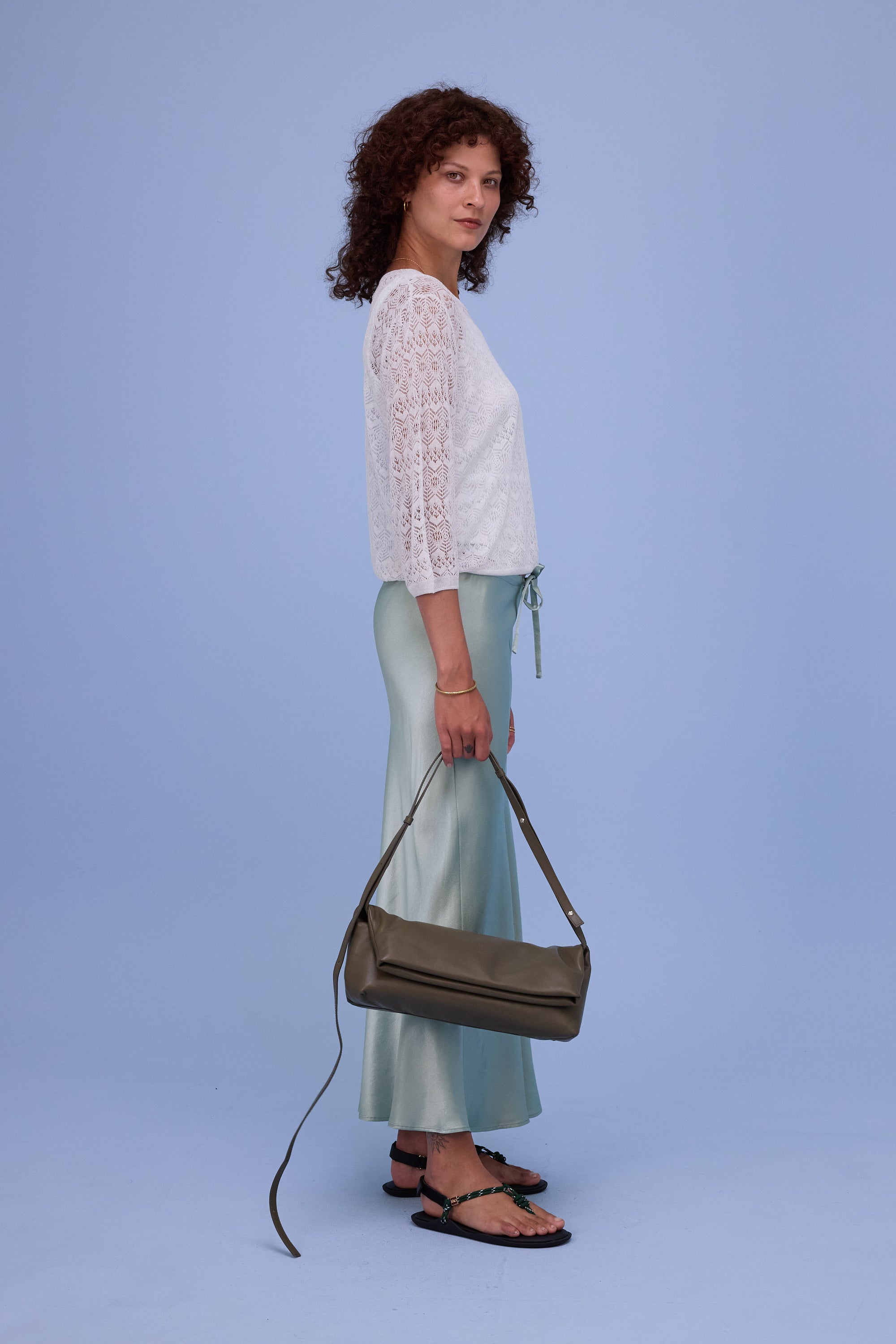 Hekinan lace jumper in white chiné