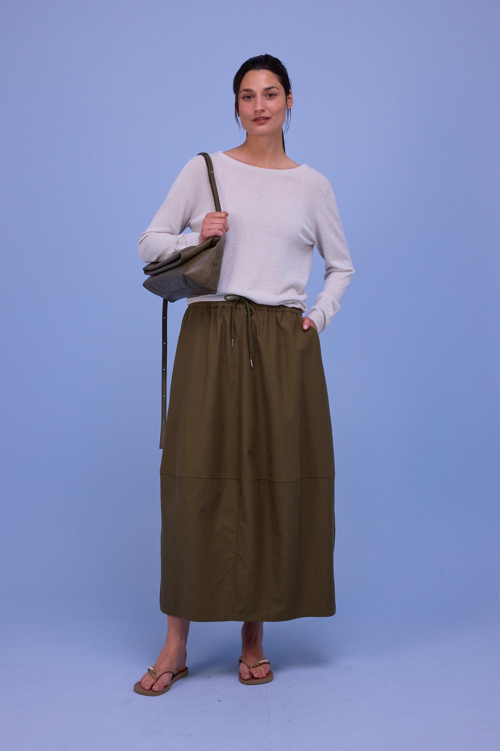 Hortos knitted sweater in white chiné