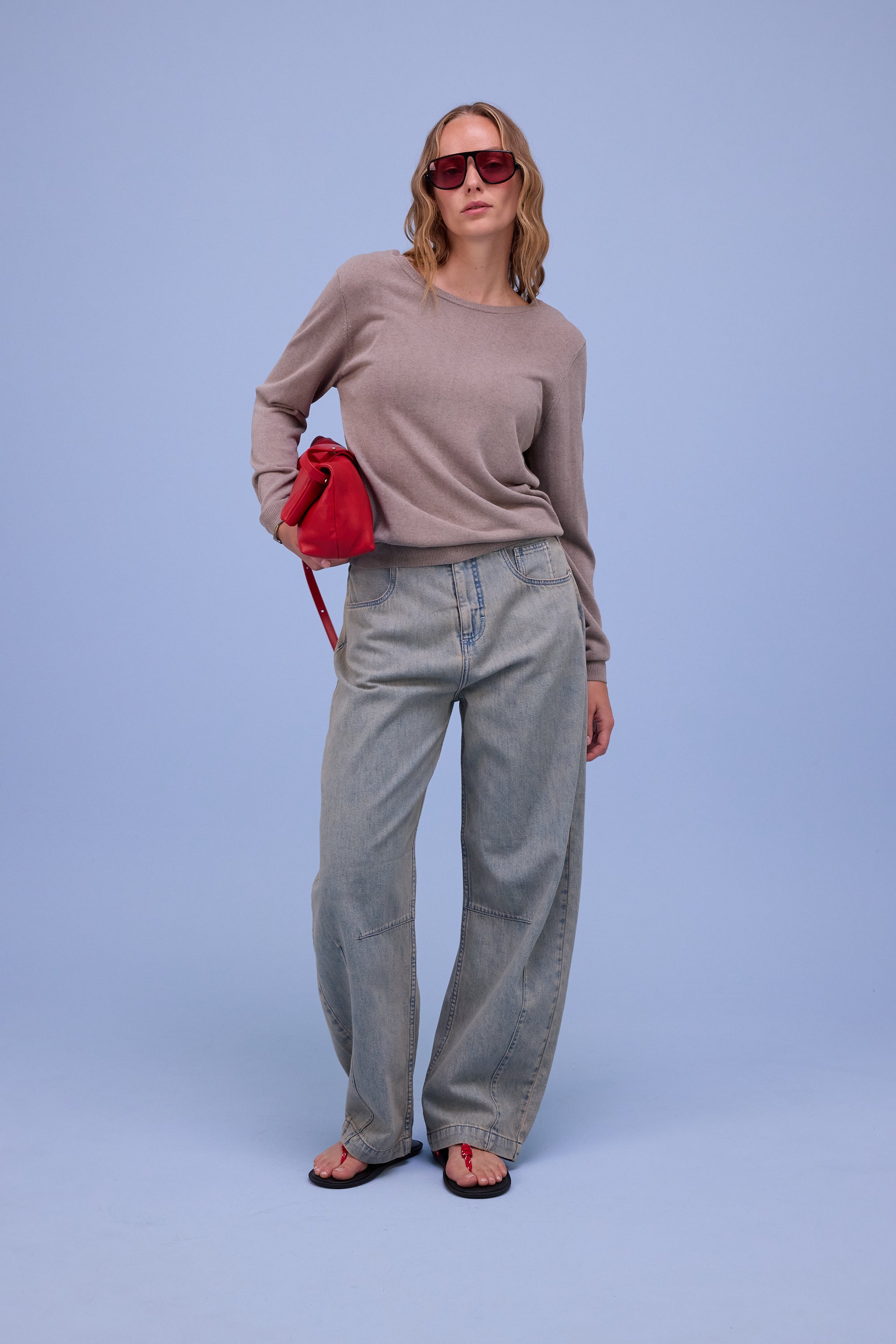 Hortos knitted sweater in warm grey