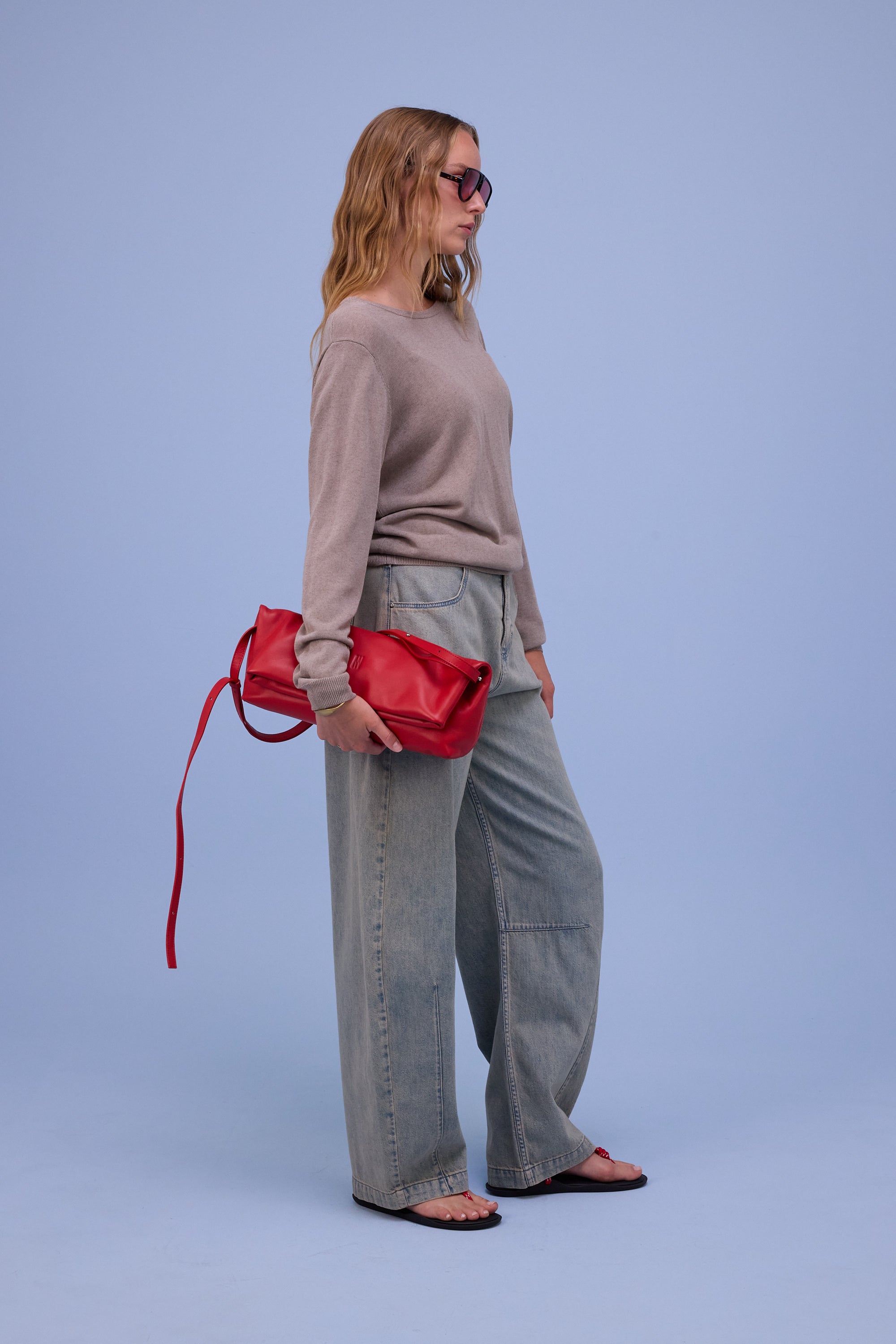 Hortos knitted sweater in warm grey