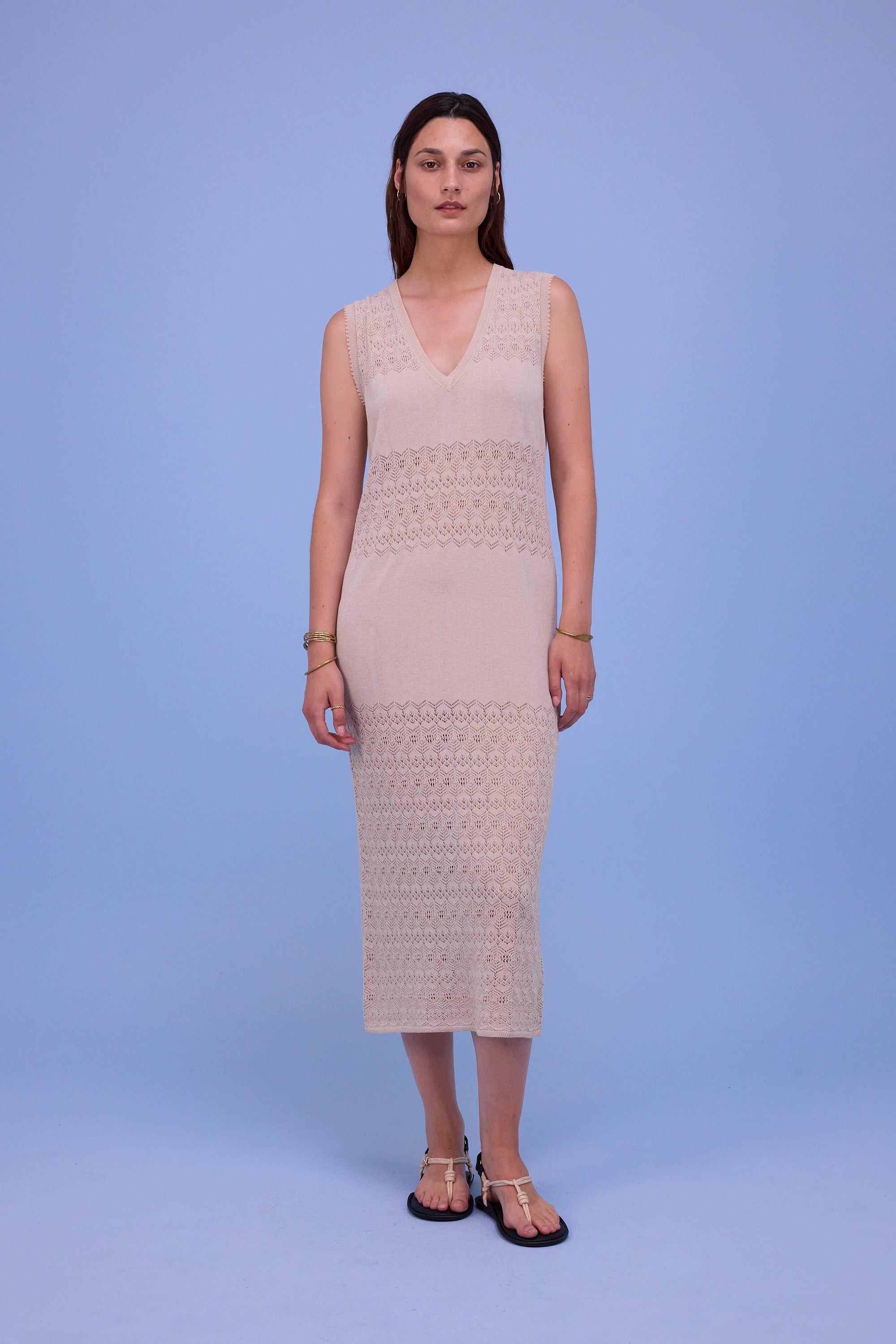 Houston knitted dress in sand