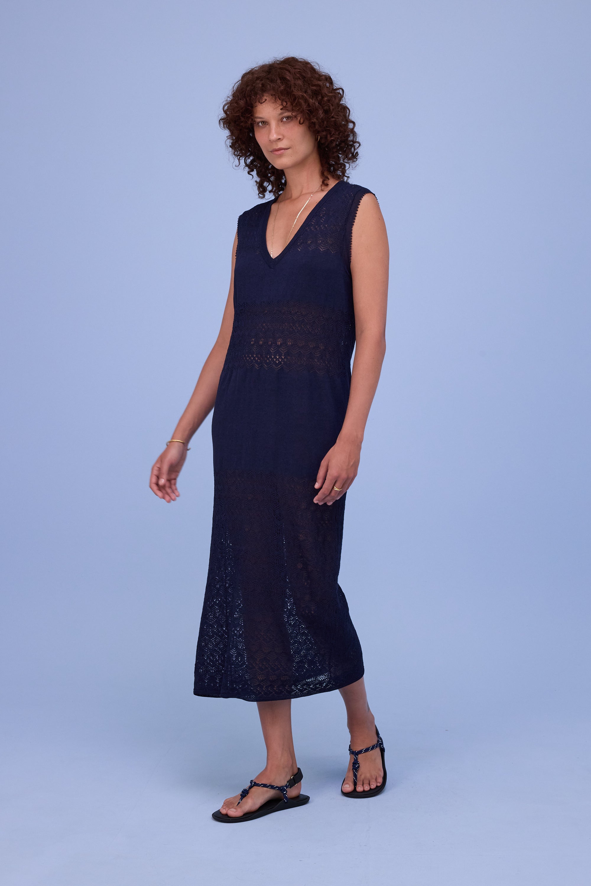 Houston gebreide jurk in dark navy