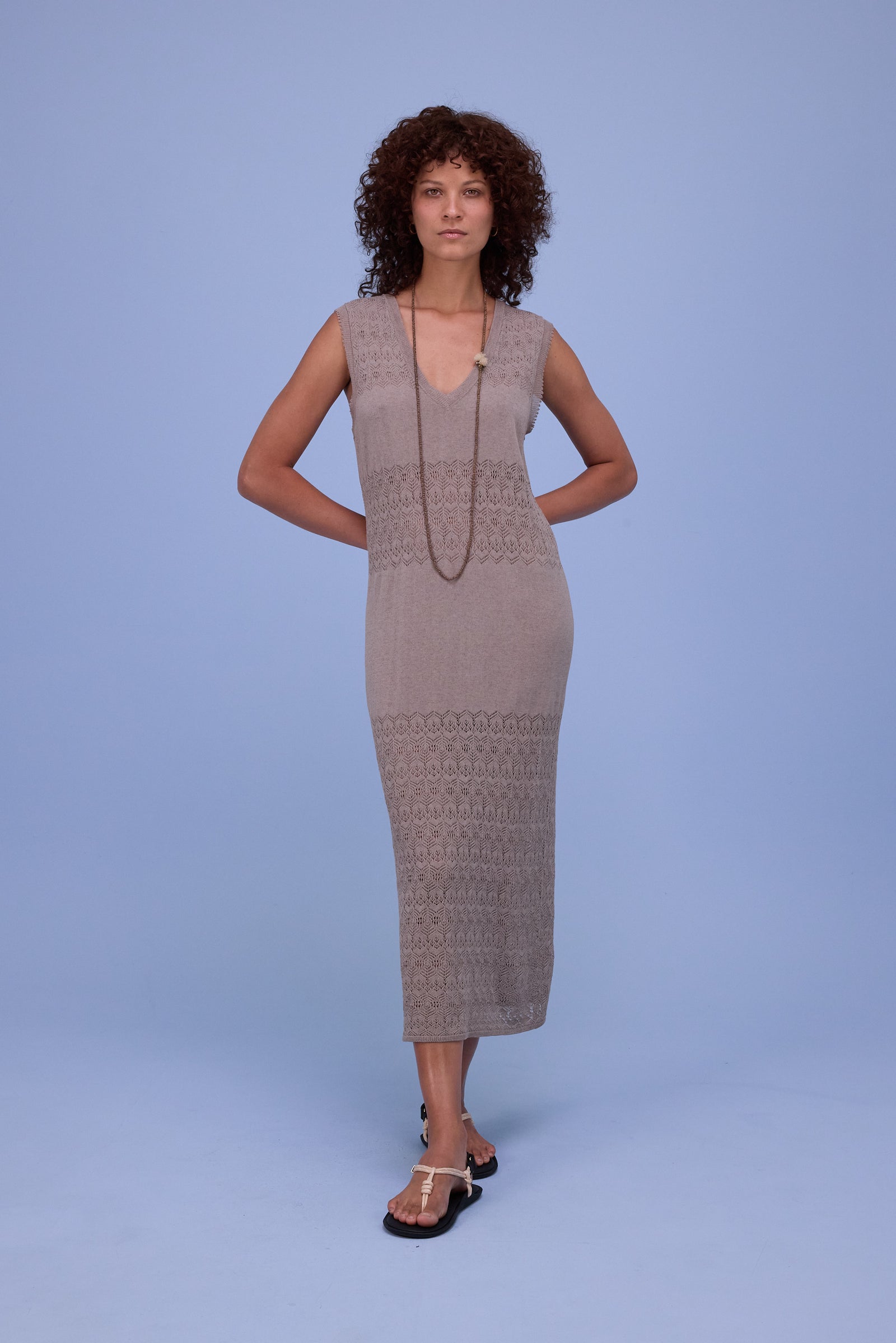 Houston gebreide jurk in warm grey