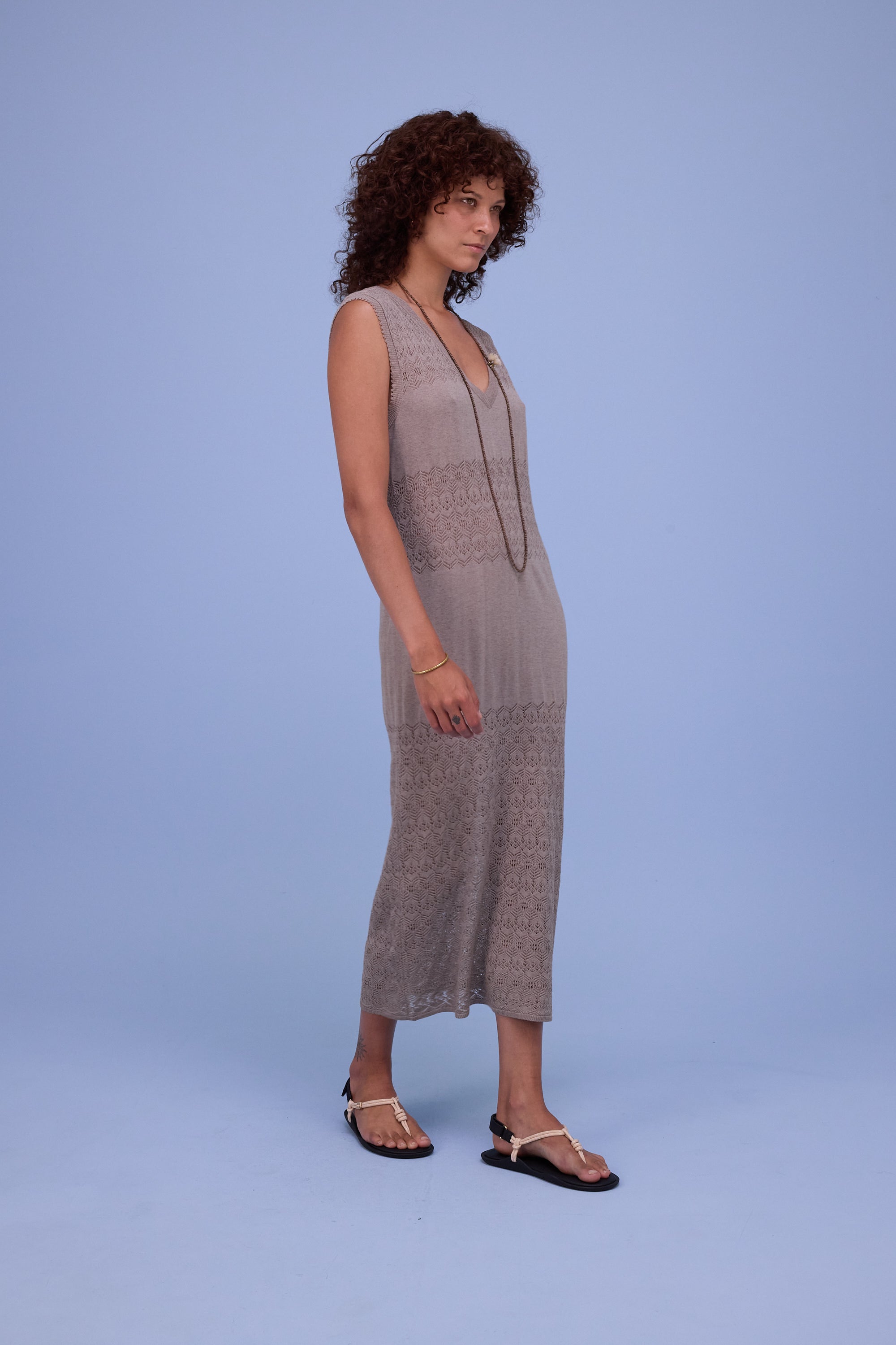 Houston gebreide jurk in warm grey