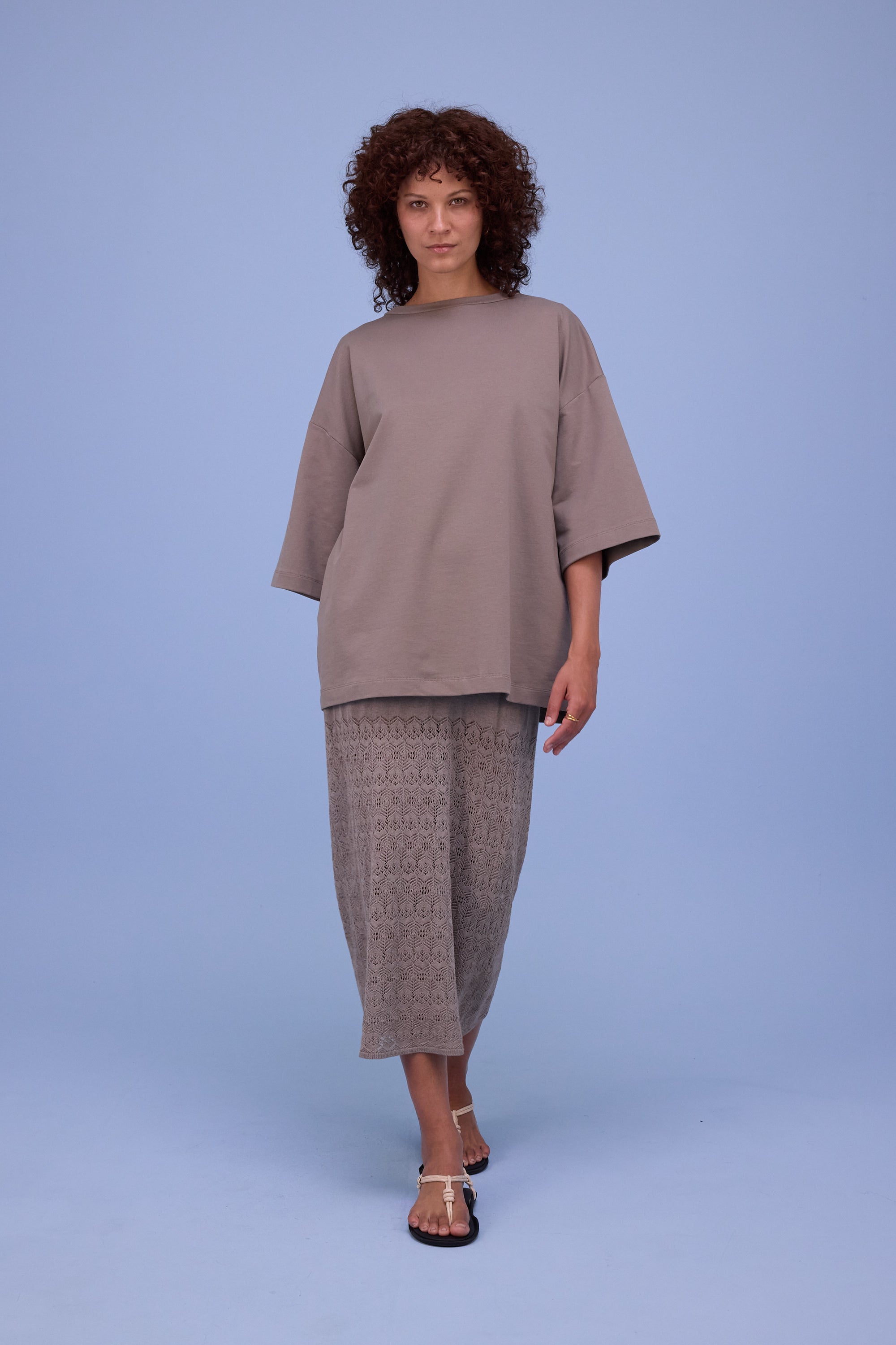 Houston gebreide jurk in warm grey