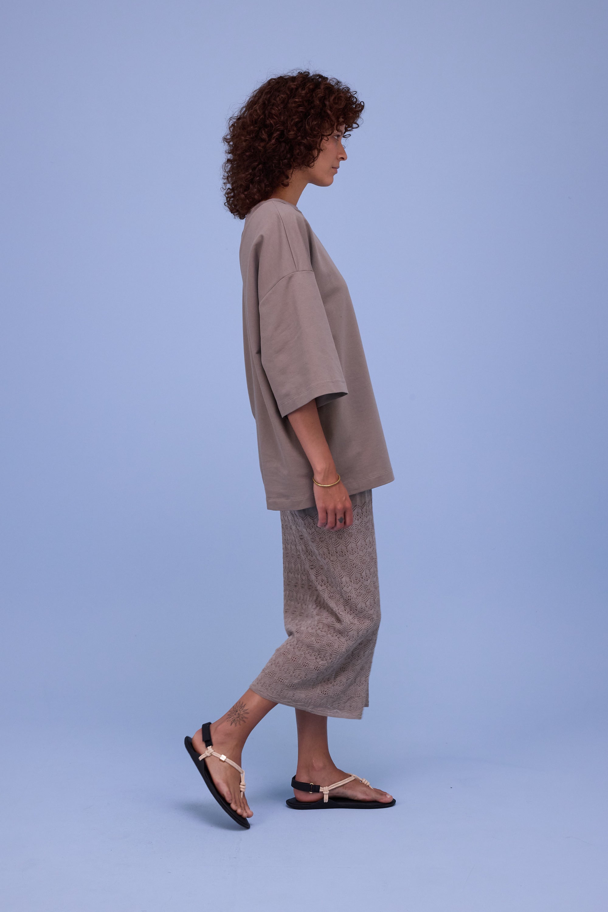 Houston gebreide jurk in warm grey