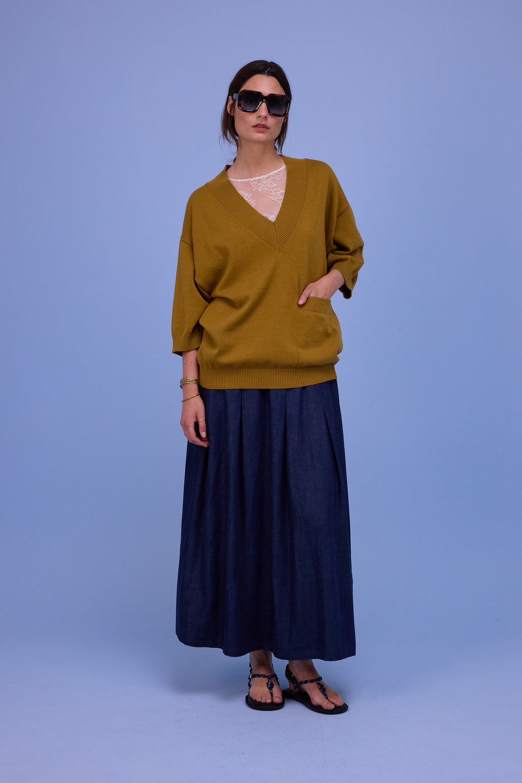 Horsens knitted sweater in mustard