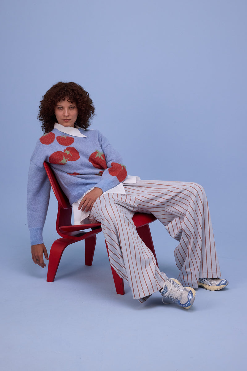 Honjo knitted sweater in chambray blue