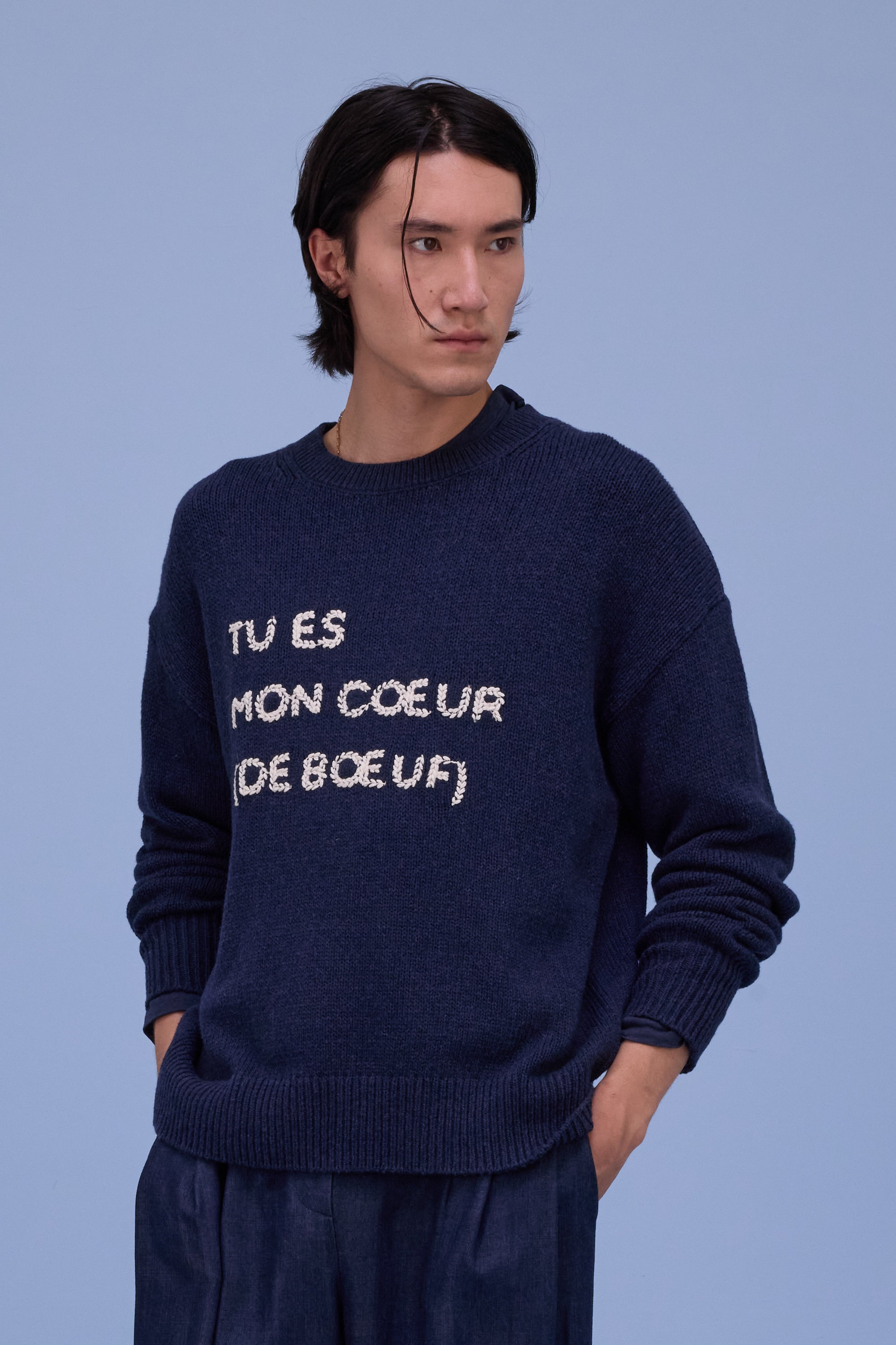 Heguri knitted sweater in navy