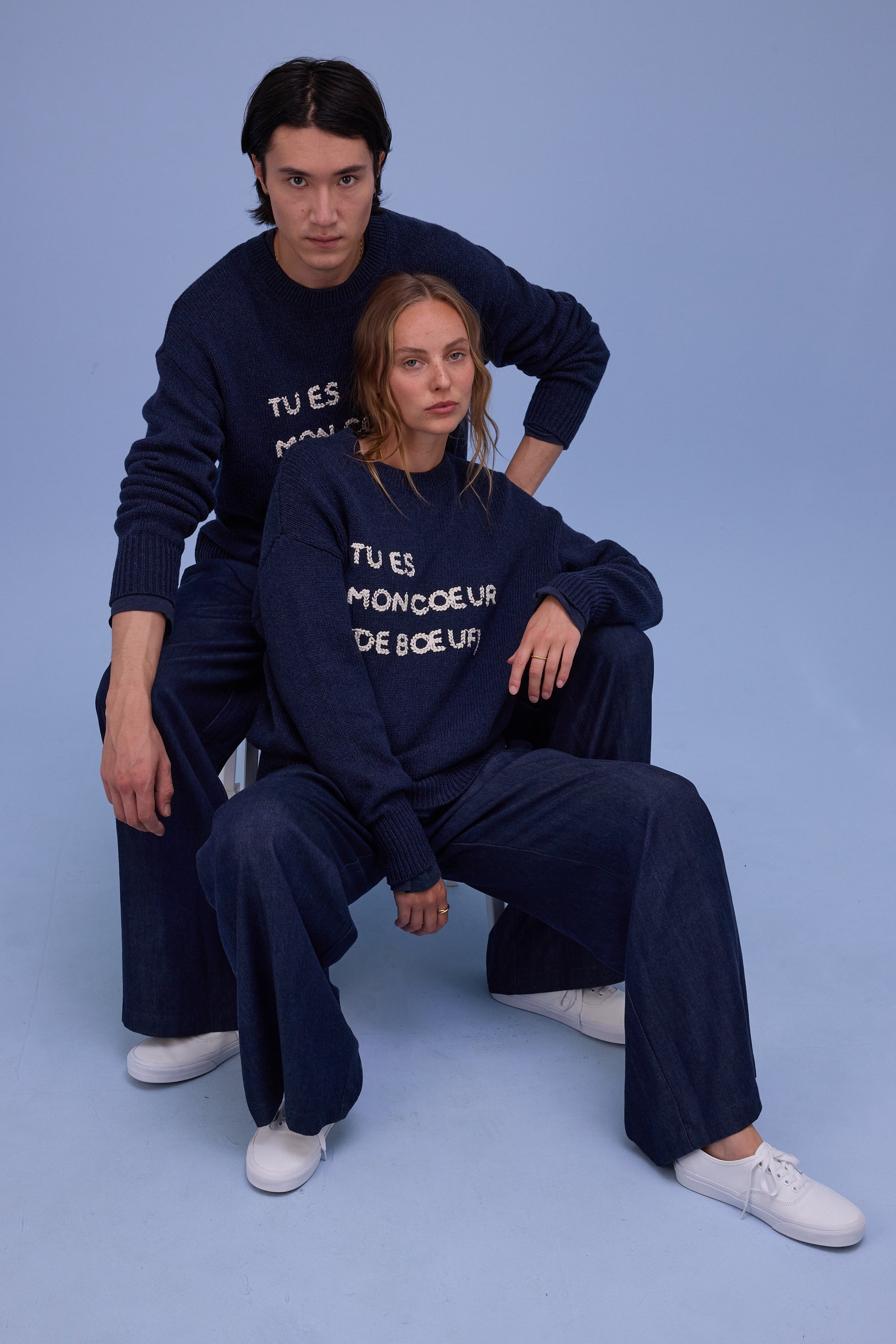 Heguri knitted sweater in navy