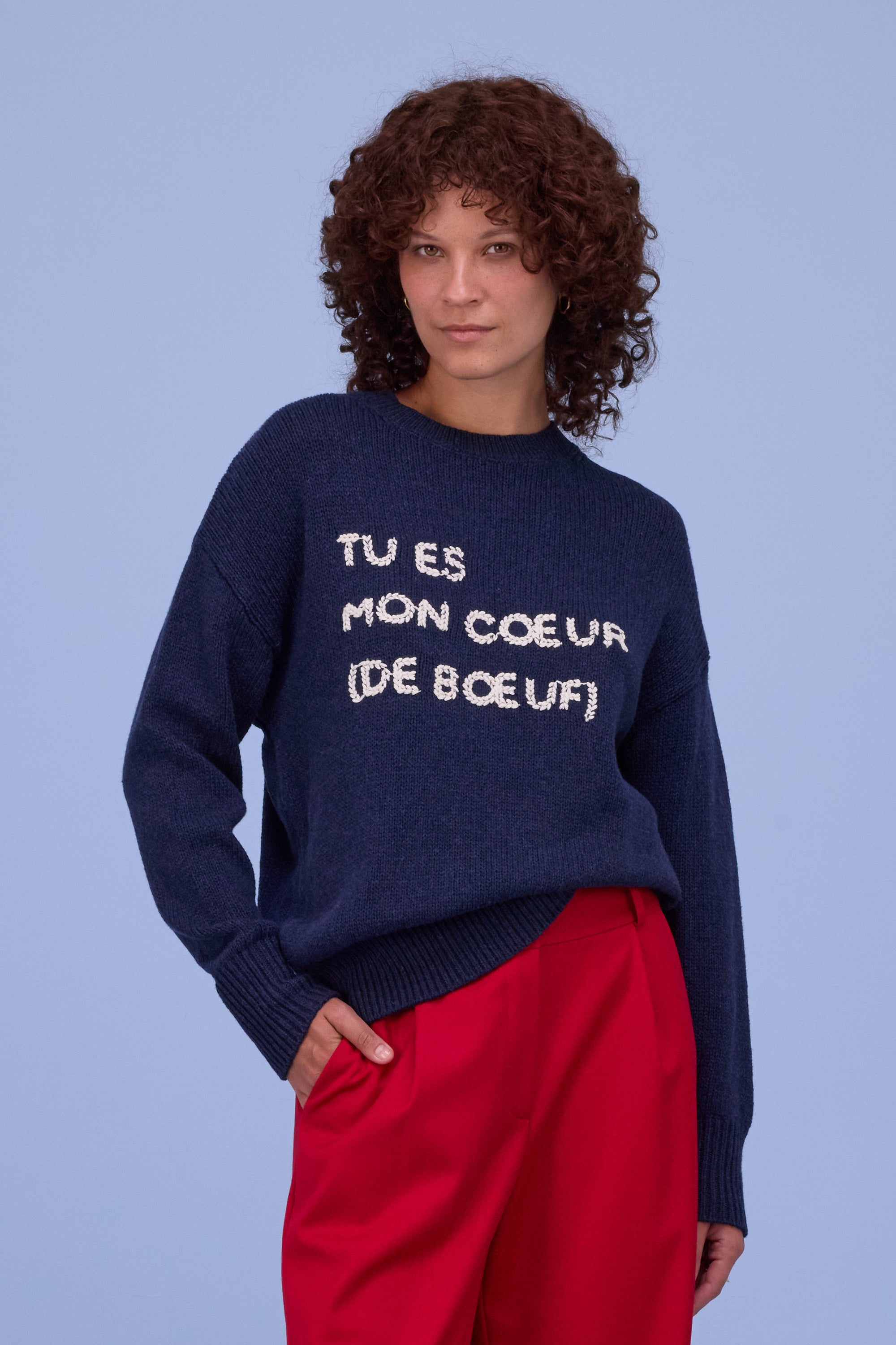 Heguri knitted sweater in navy