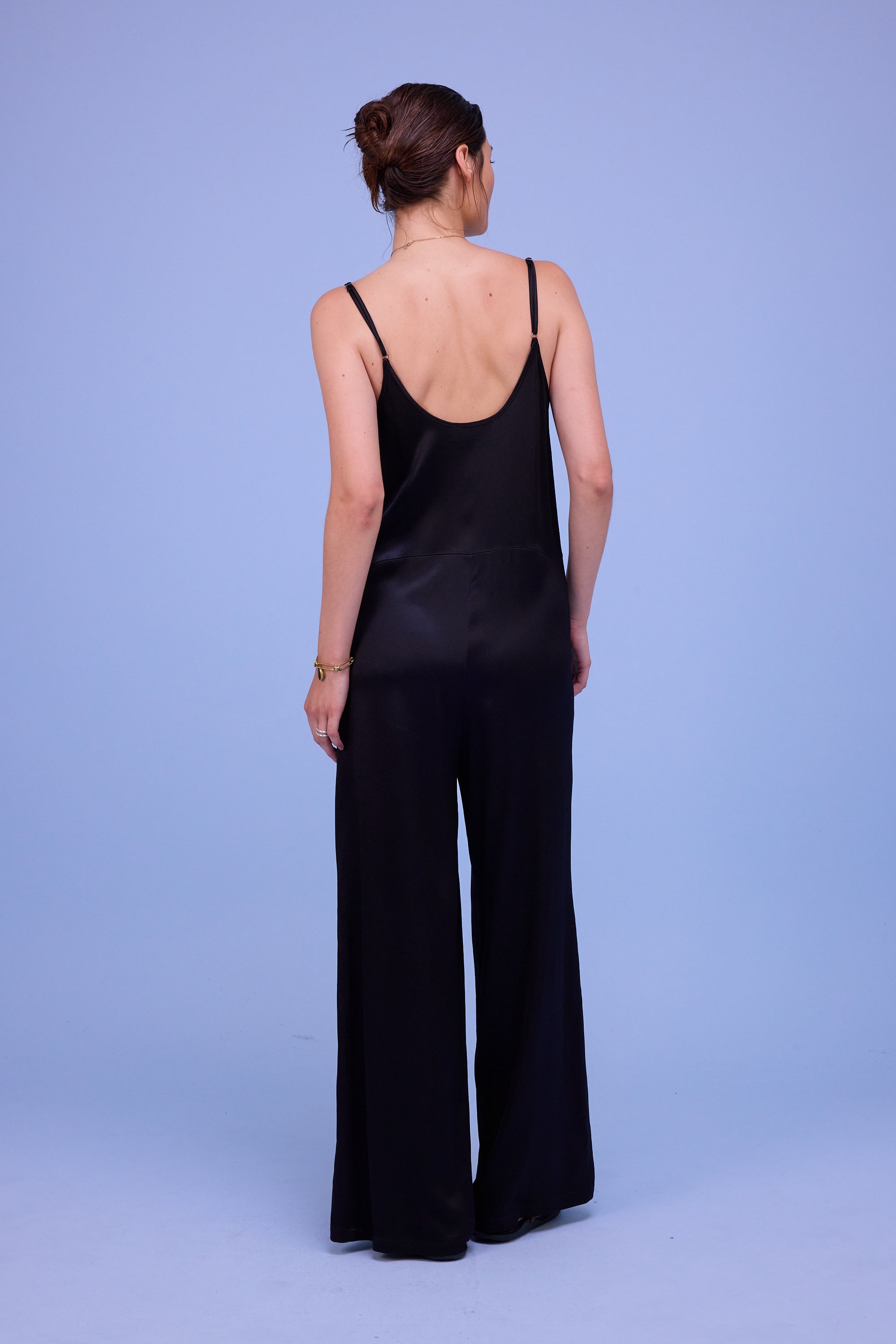 Hette jumpsuit in shiny black