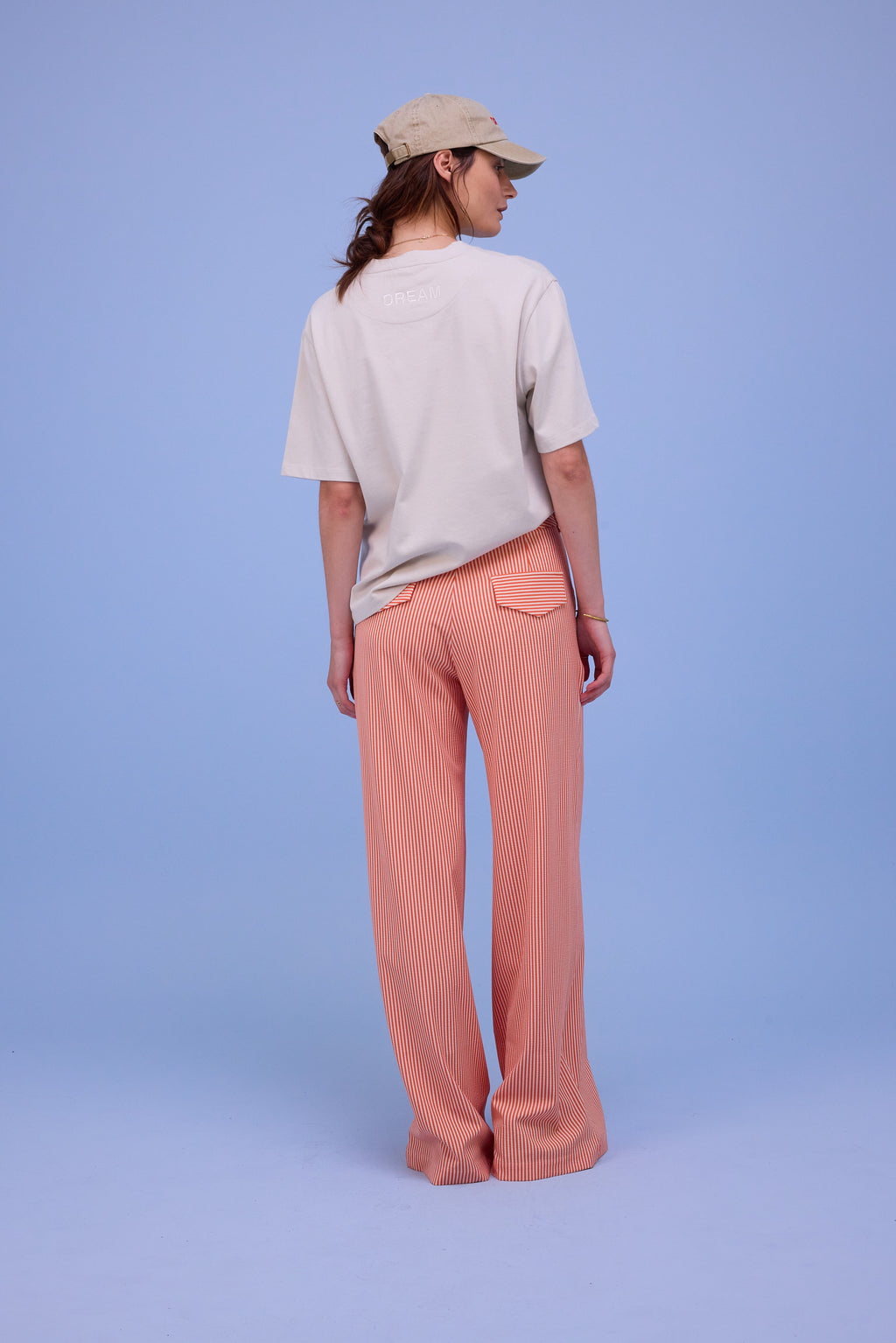 Edward trousers in orange seersucker