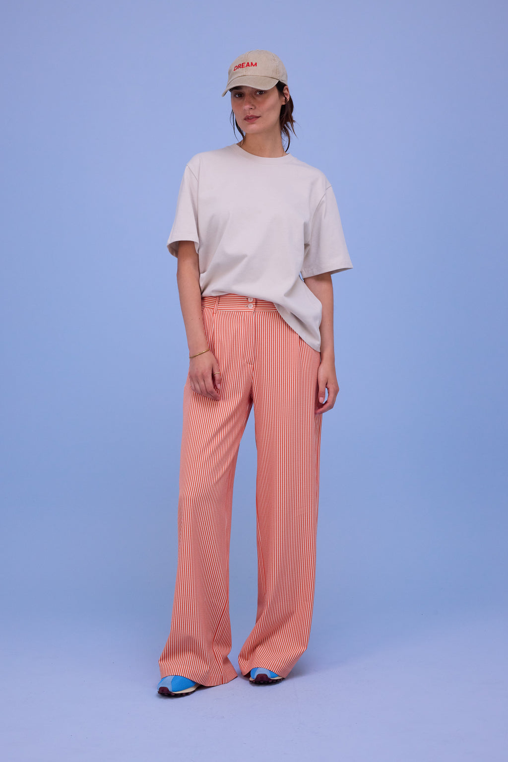 Edward trousers in orange seersucker