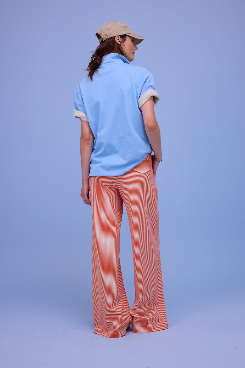 Edward trousers in orange seersucker