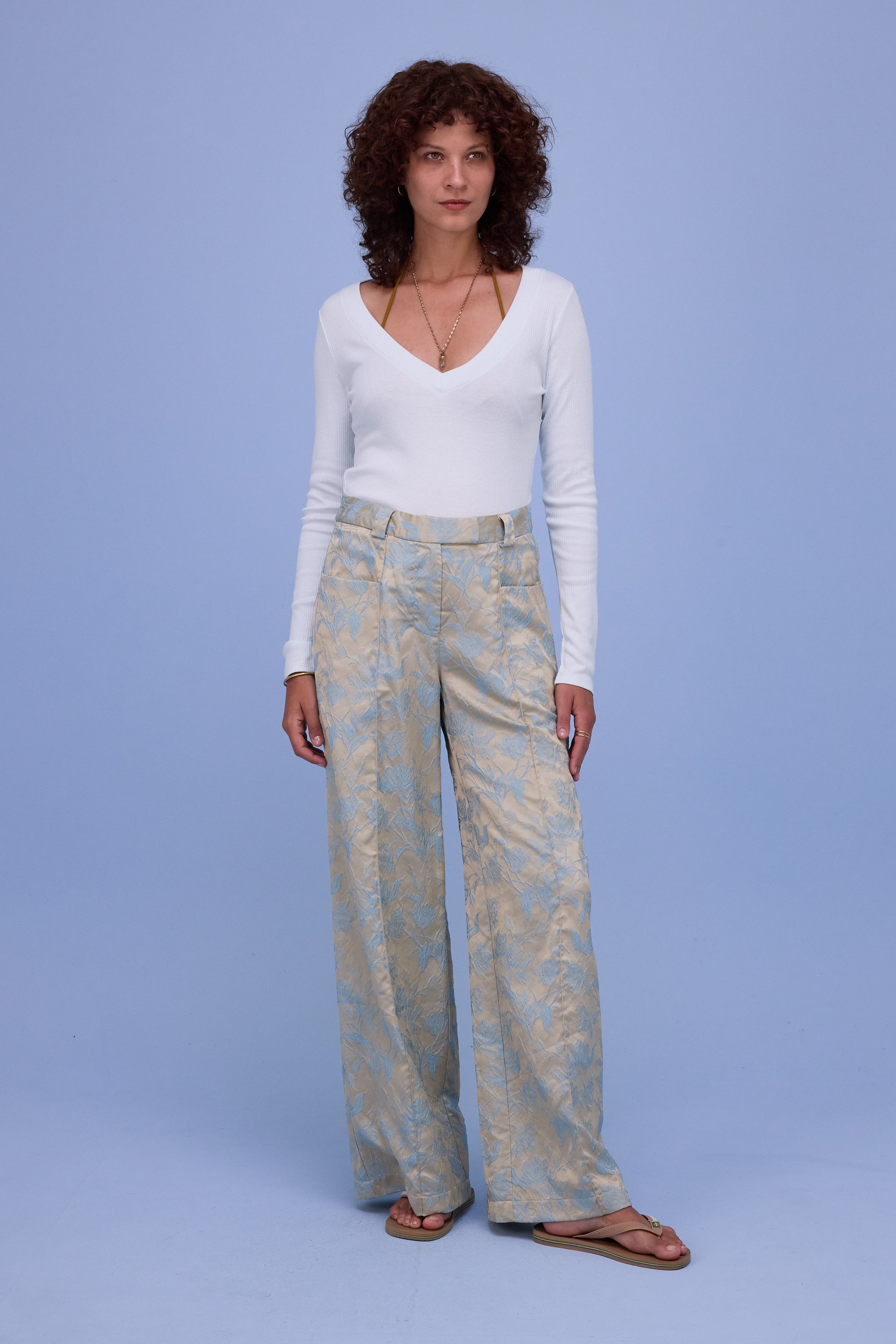 Bolivar trousers in blue glow jacquard